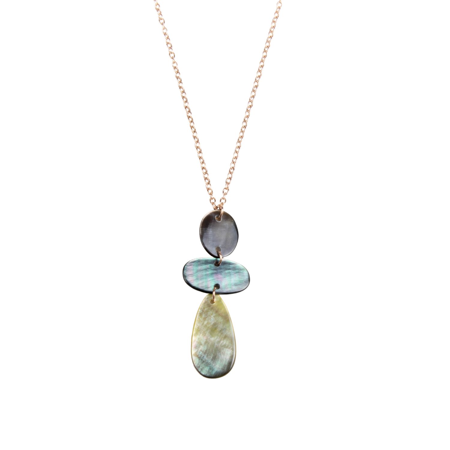 Women’s Black Mother-Of-Pearl Raindrop Necklace With Rose Gold Chain Likhâ