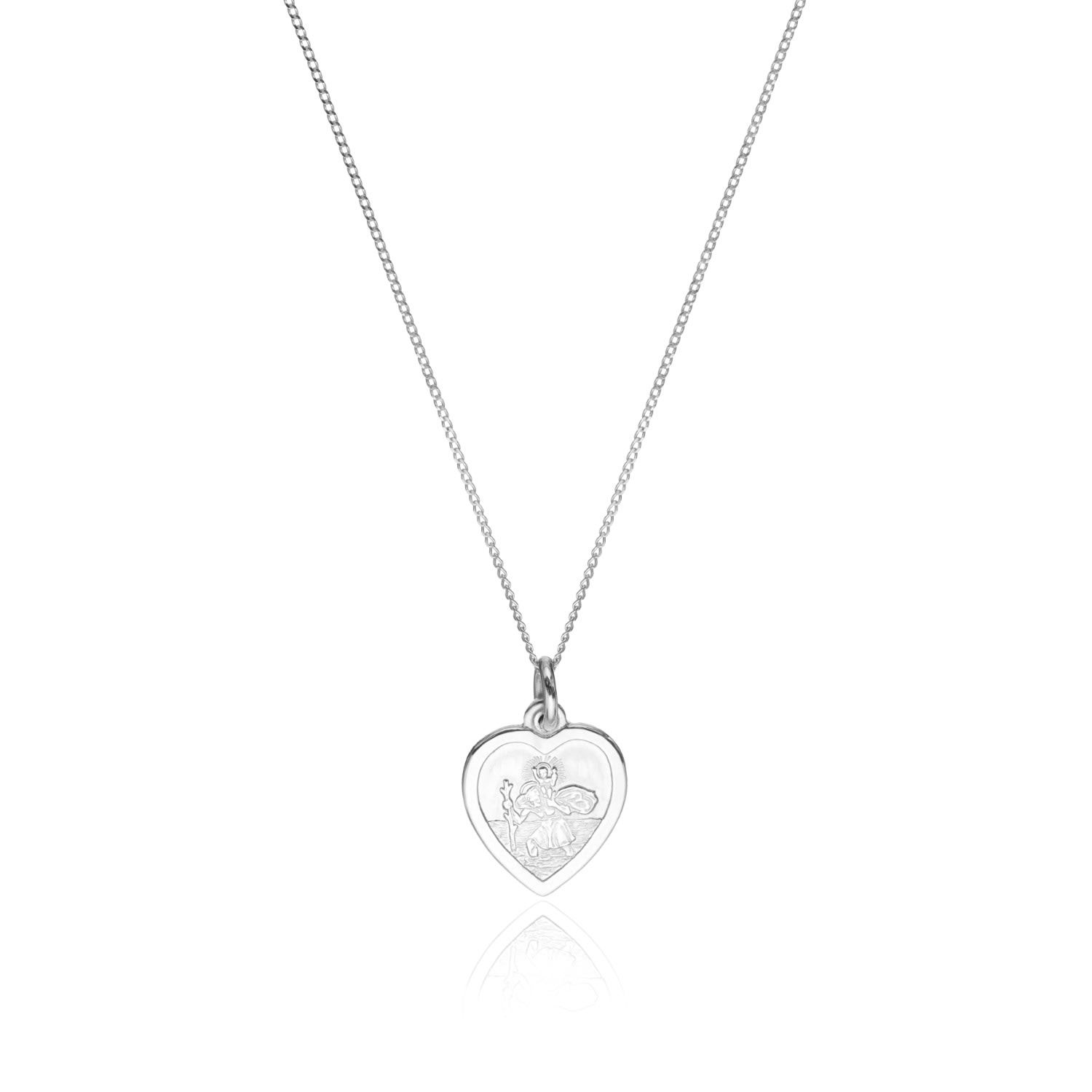 Lily & Roo Women's Silver Small Heart St Christopher Necklace In Silver