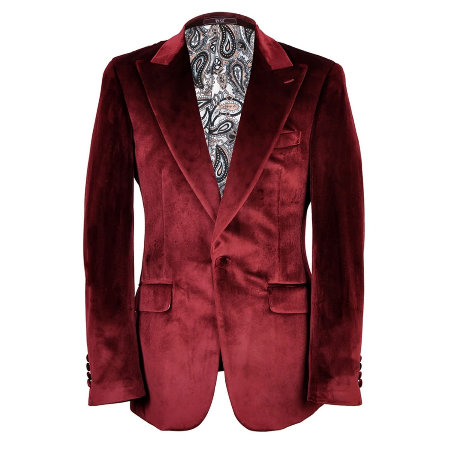 Red velvet party blazer with floral design Mario Moyano 4013