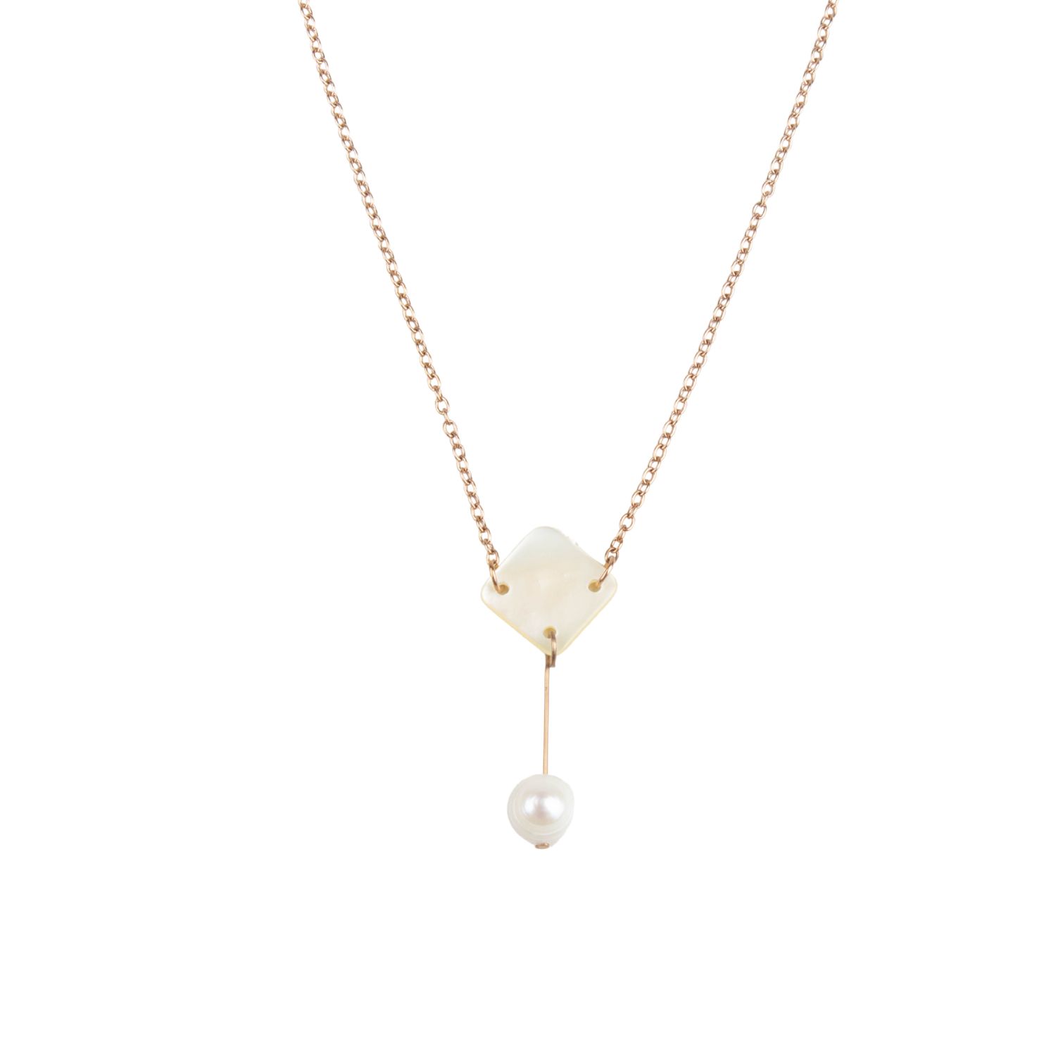 Women’s White Mother-Of-Pearl Necklace - Diamond And Pearl Drop Likhâ