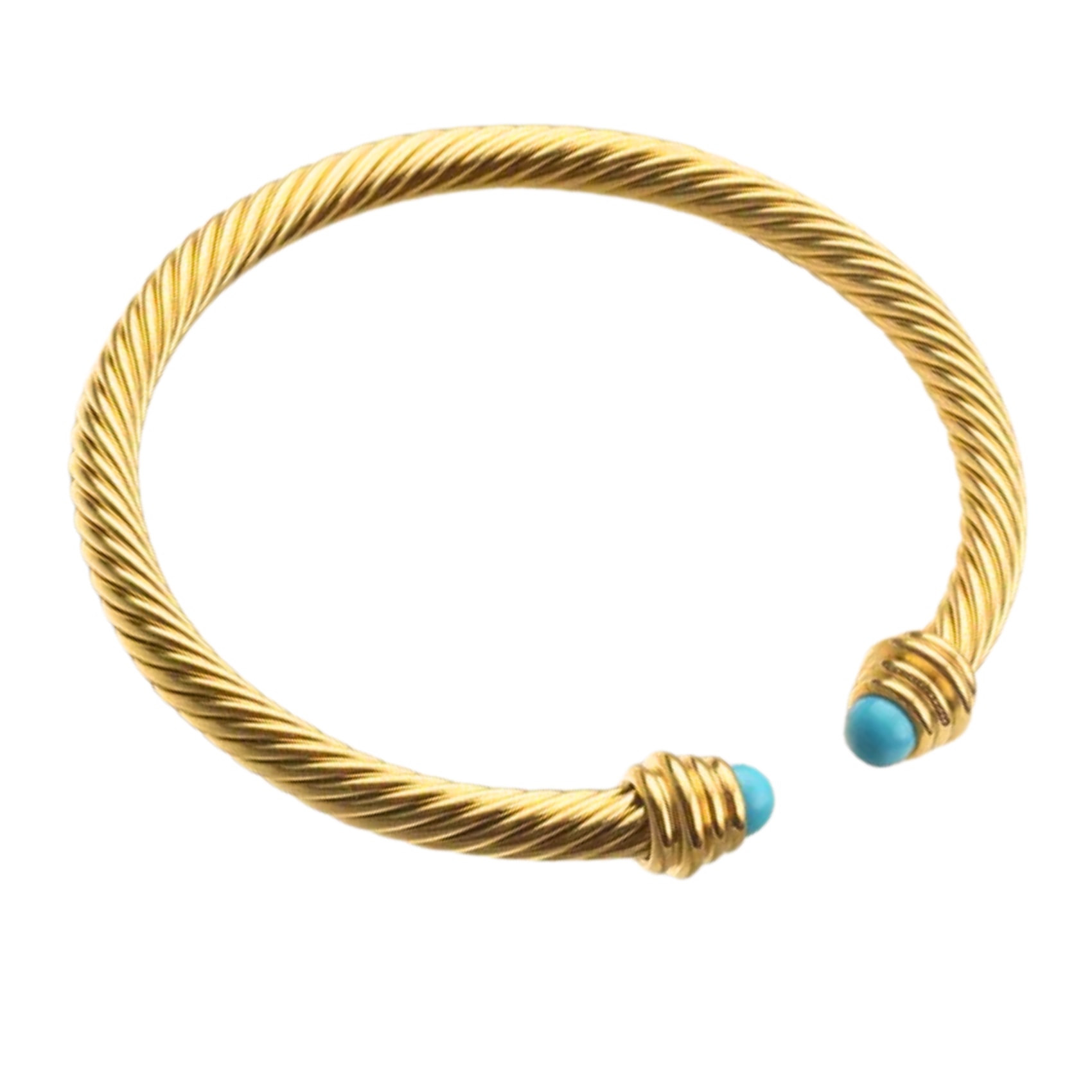 Nazzar Women's Gold / Blue Gold Turquoise Twist Bangle