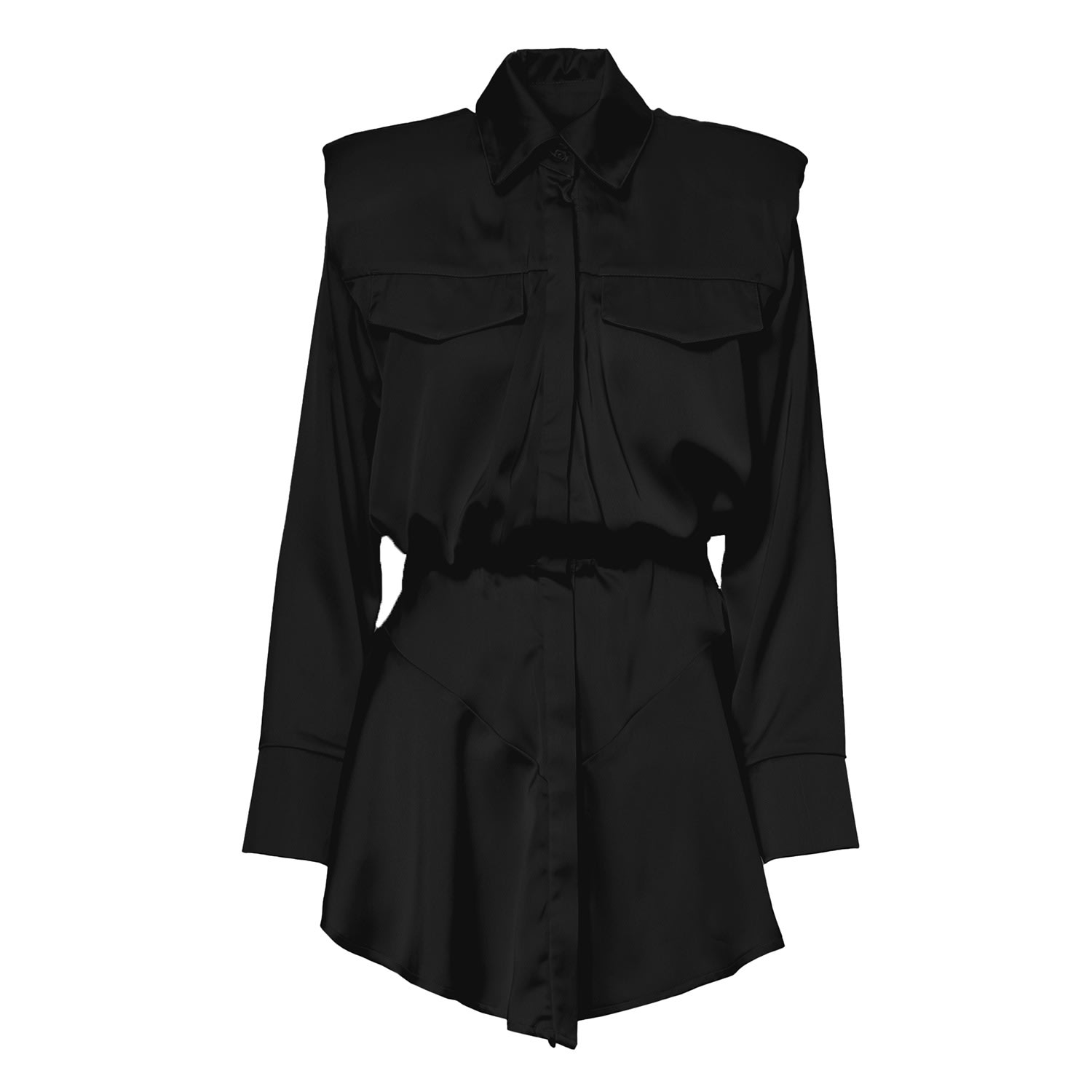 Bluzat Women's Black Mini Dress With Oversized Shoulders In Black