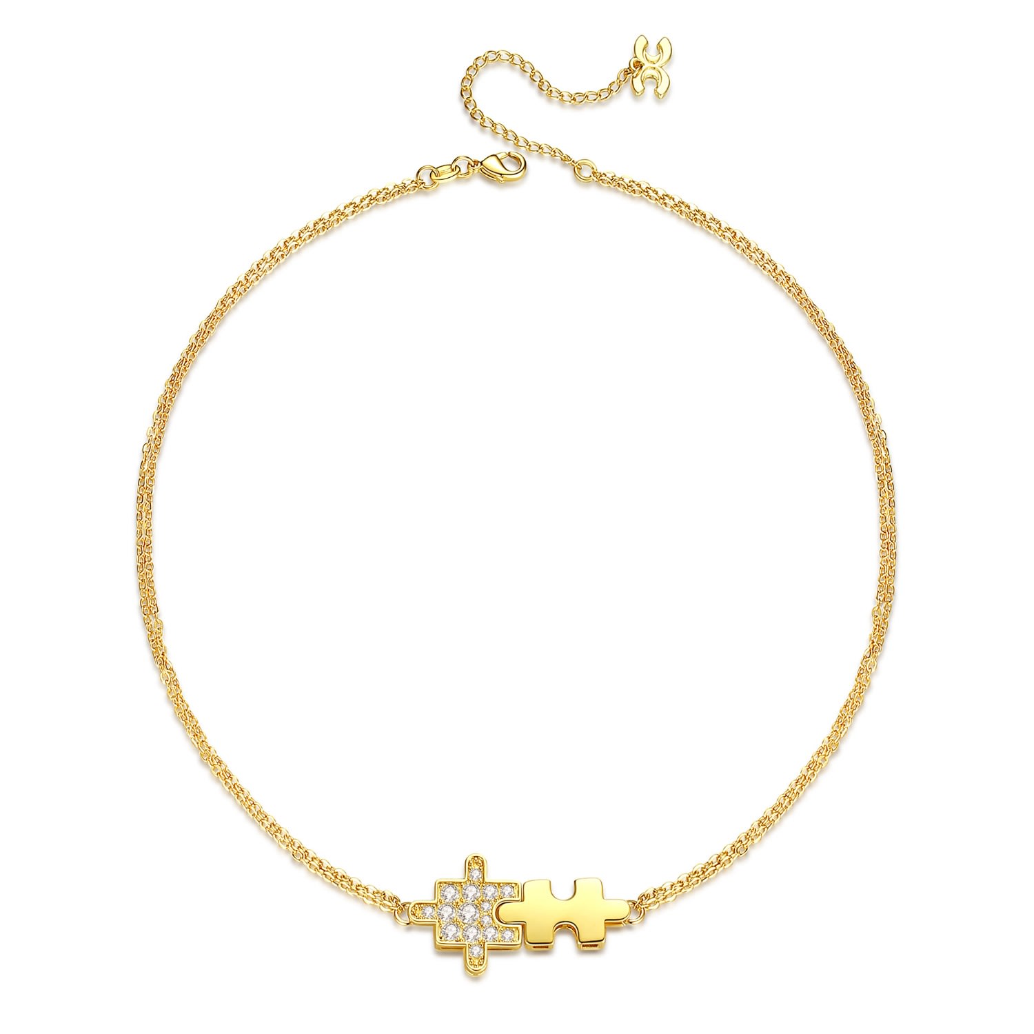 Shop Classicharms Women's Gold Jigsaw Puzzle Pendant Necklace