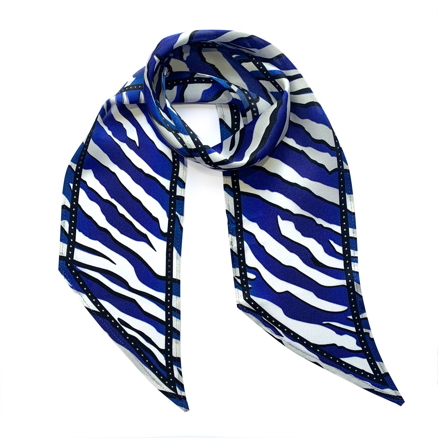 Women’s Wild Tiger Silk Neck Scarf Electric Blue Ingmarson