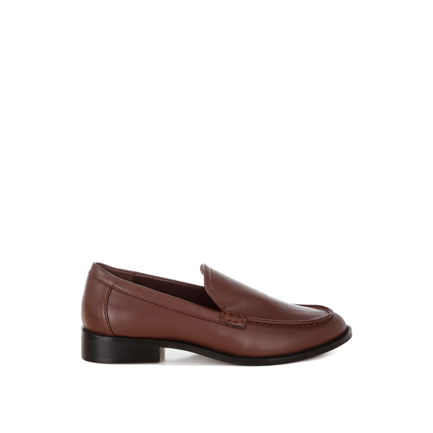 Women's Ninto Low Heel Pleather Loafers In Brown By Rag & Co