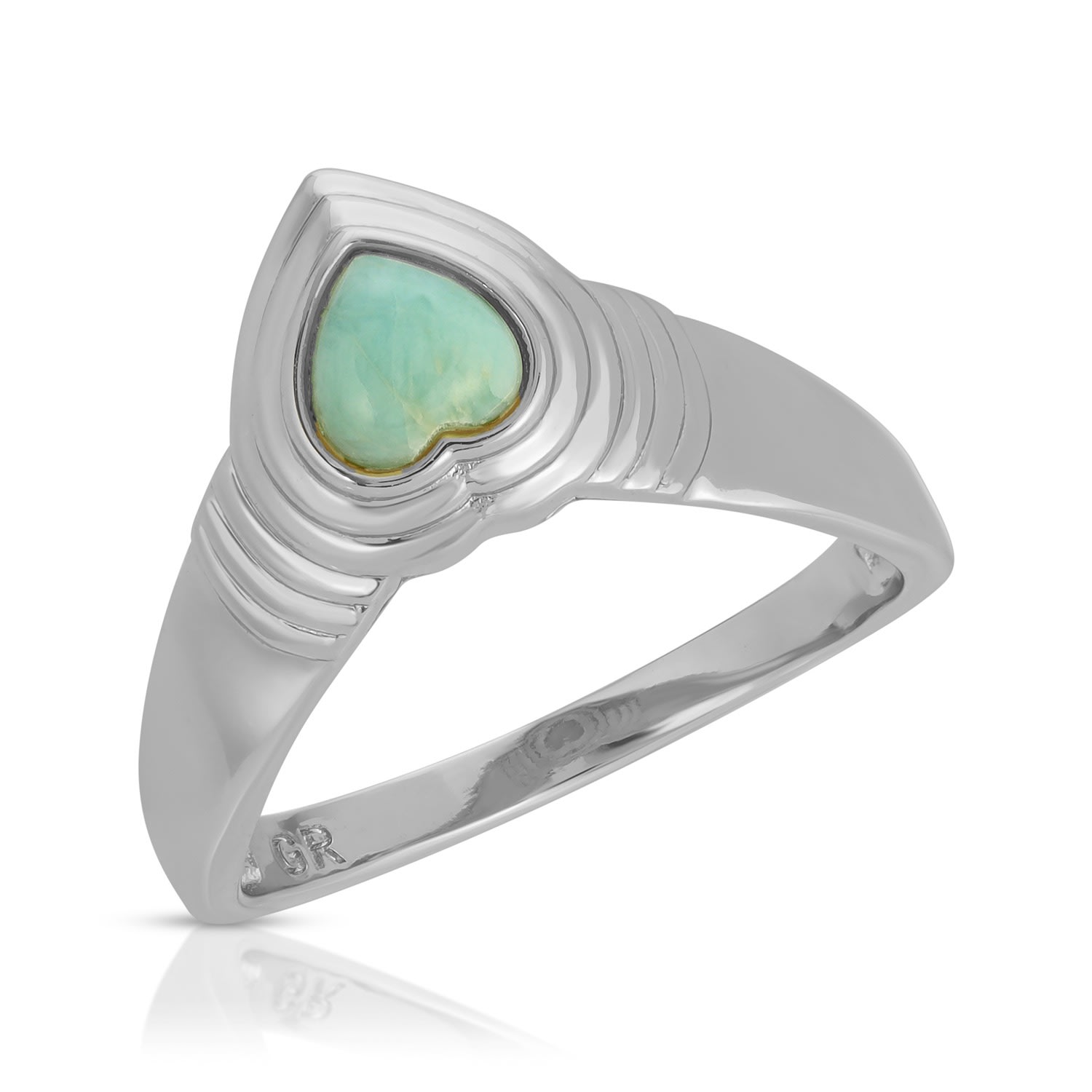 Women’s Heart Of Stone Ring - Larimar - Silver Glamrocks Jewelry