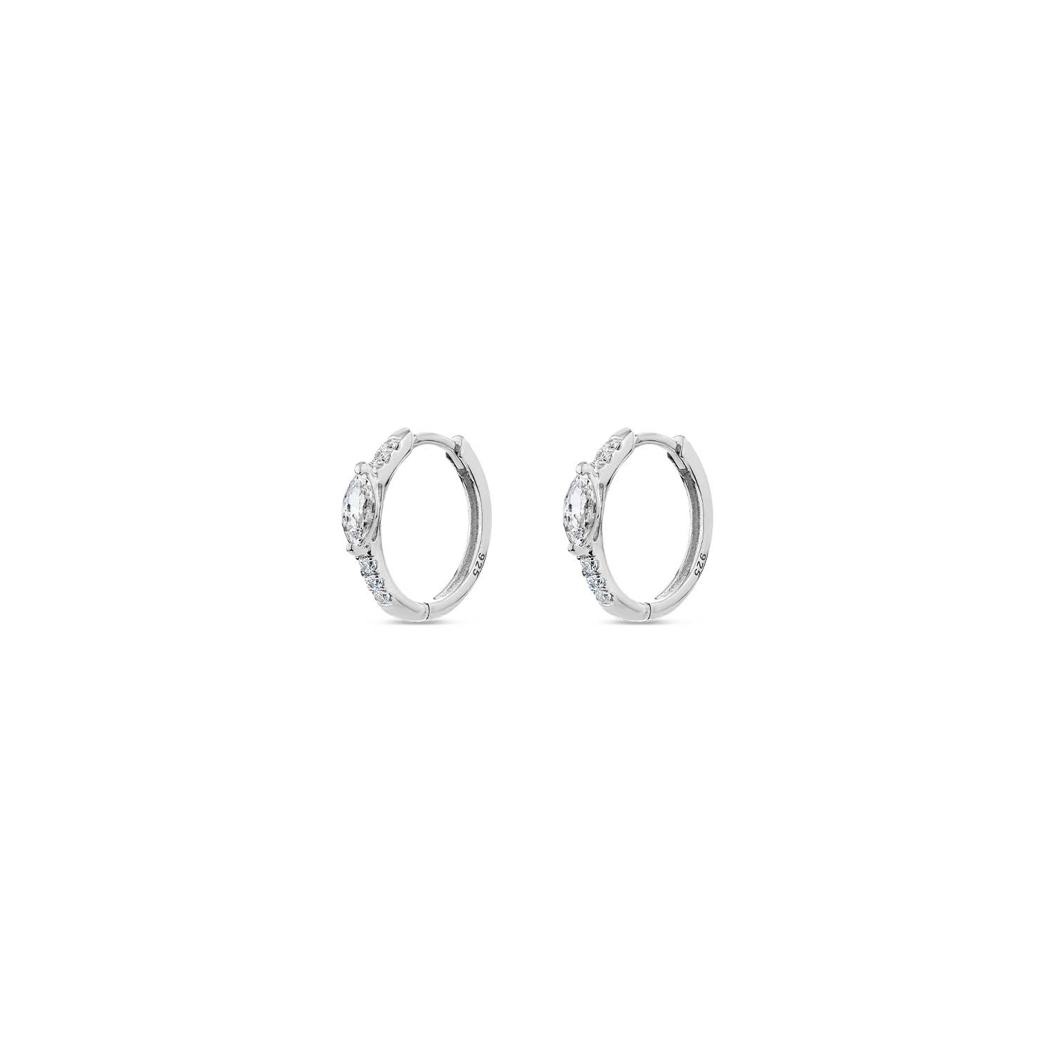 Sally Skoufis Women's Silver / White Natural Huggie Earrings With Man Made Cz Diamond Stimulant In Sterling Silver In Multi