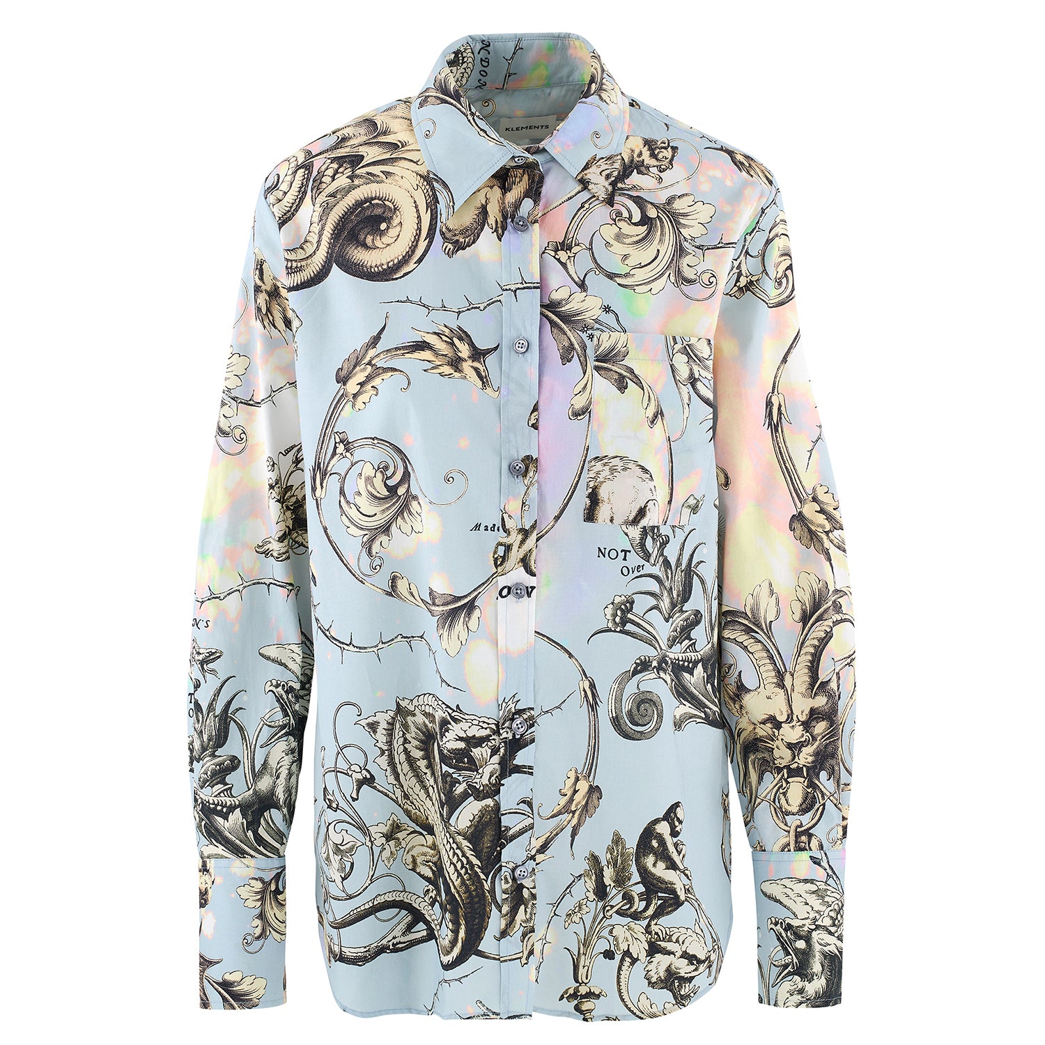 Klements Women's Blue Eugene Shirt In Fantasia Cloud Bleed Print In Blue