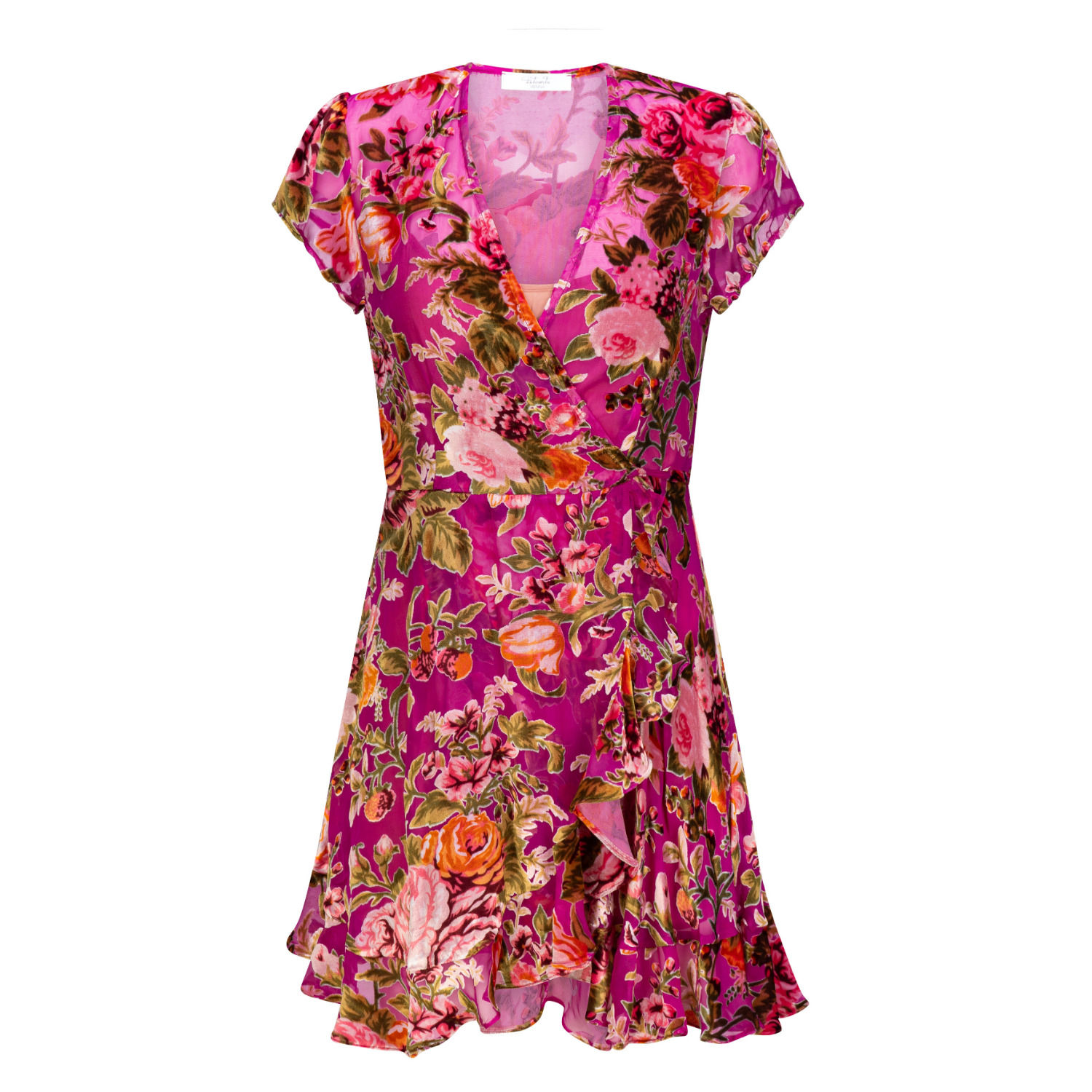 Pink / Purple Alice Lady Rose Silk Wrap Dress Mini Extra Small Introvertie Vienna