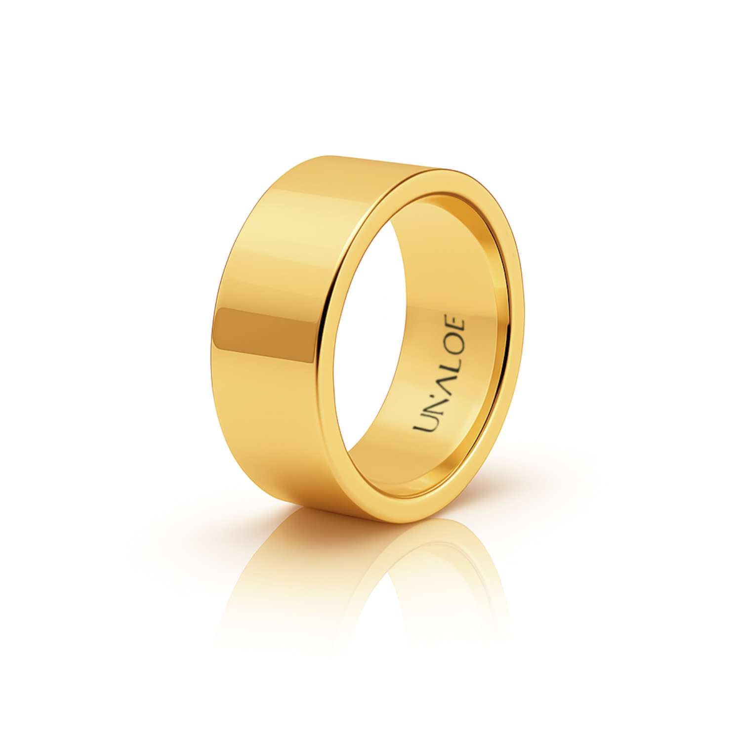 Unaloe Men's French Style Band In Sterling Silver With Gold Plating In Gold