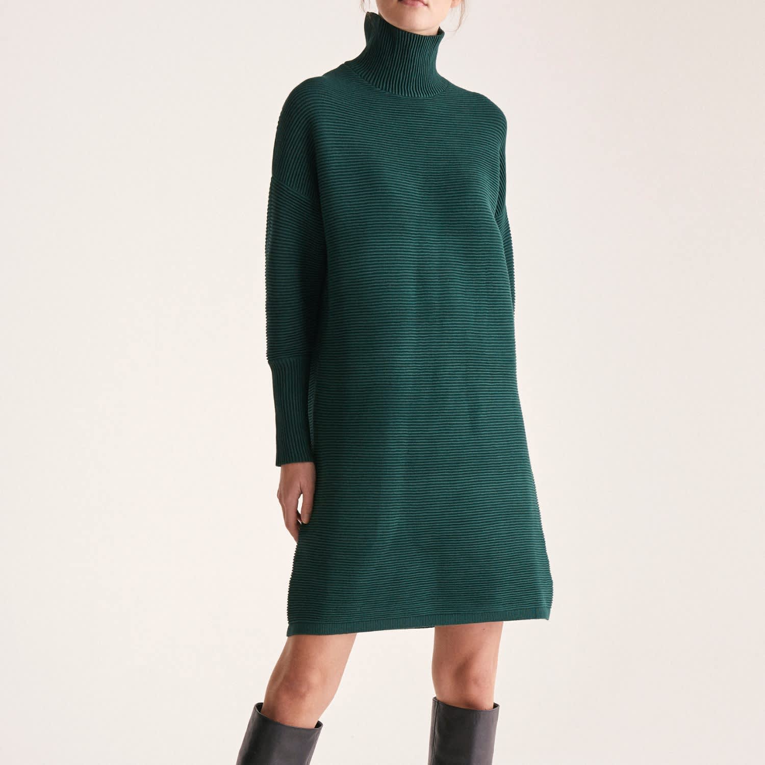 green jumper dress