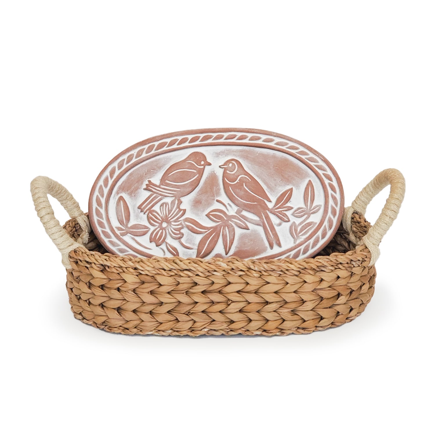 Neutrals Bread Warmer & Basket - Lovebirds Oval Korissa