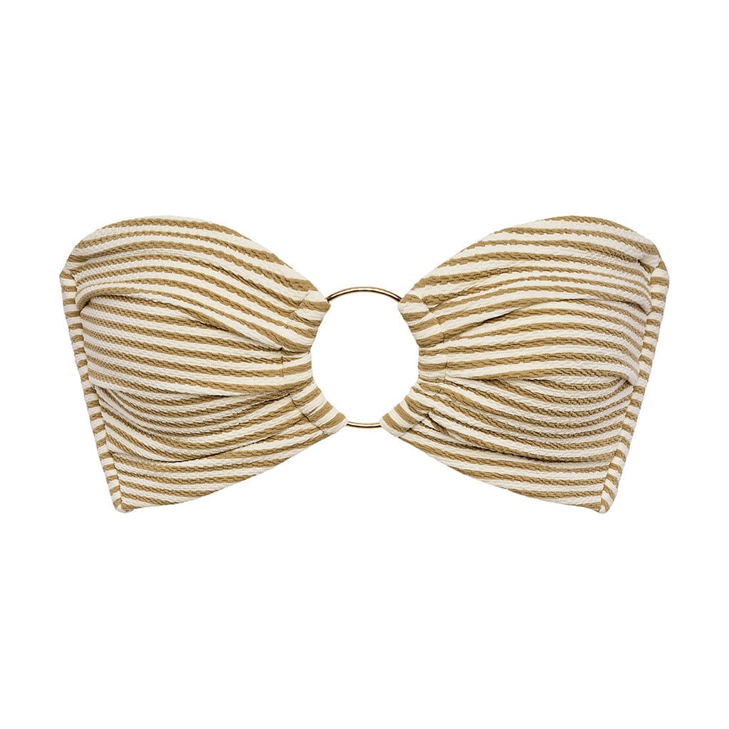 Montce Swim Women's Neutrals / White Neutral Stripe Tori Ties Bandeau Bikini Top In White