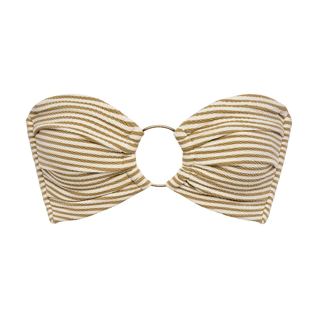 Women’s Neutrals / White Neutral Stripe Tori Ties Bandeau Bikini Top Extra Small Montce Swim