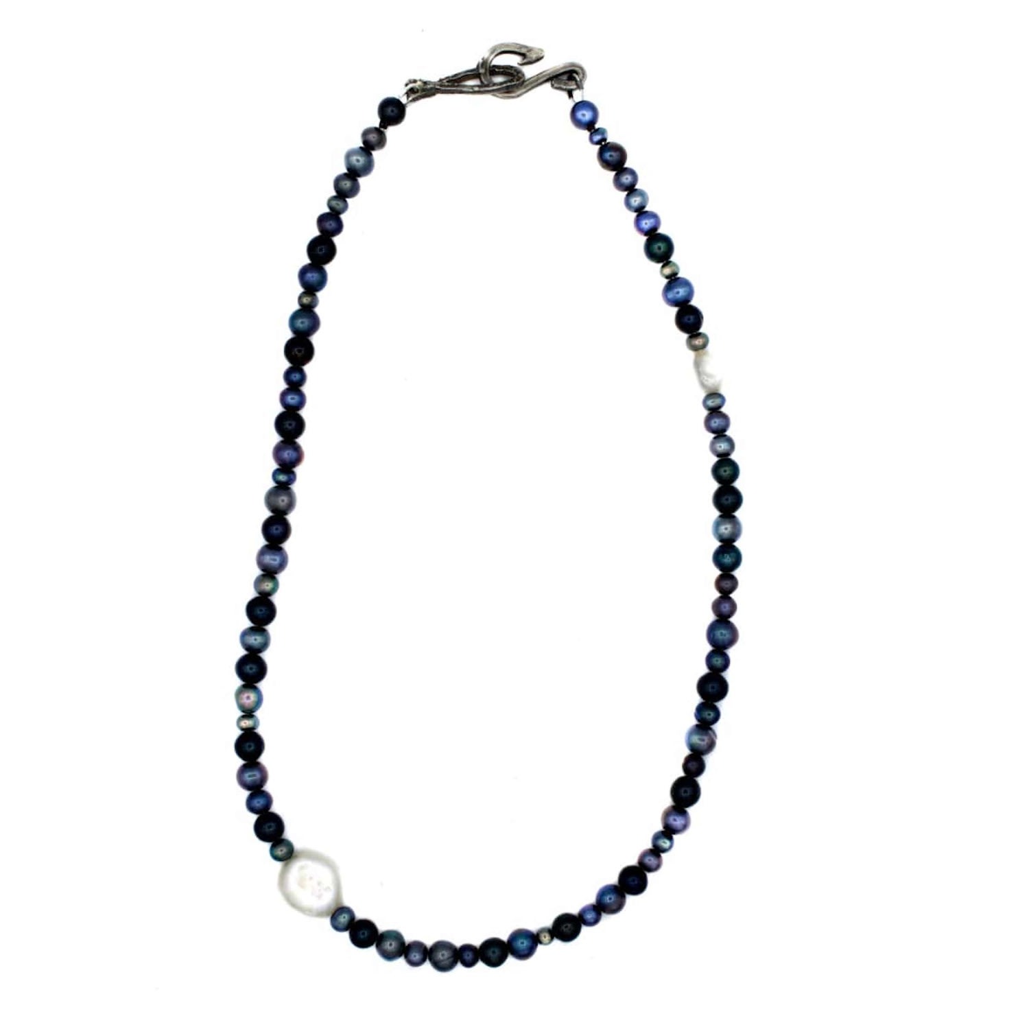 Men’s Black / Blue / Green Dark Pearl Chain Lef Jewelry