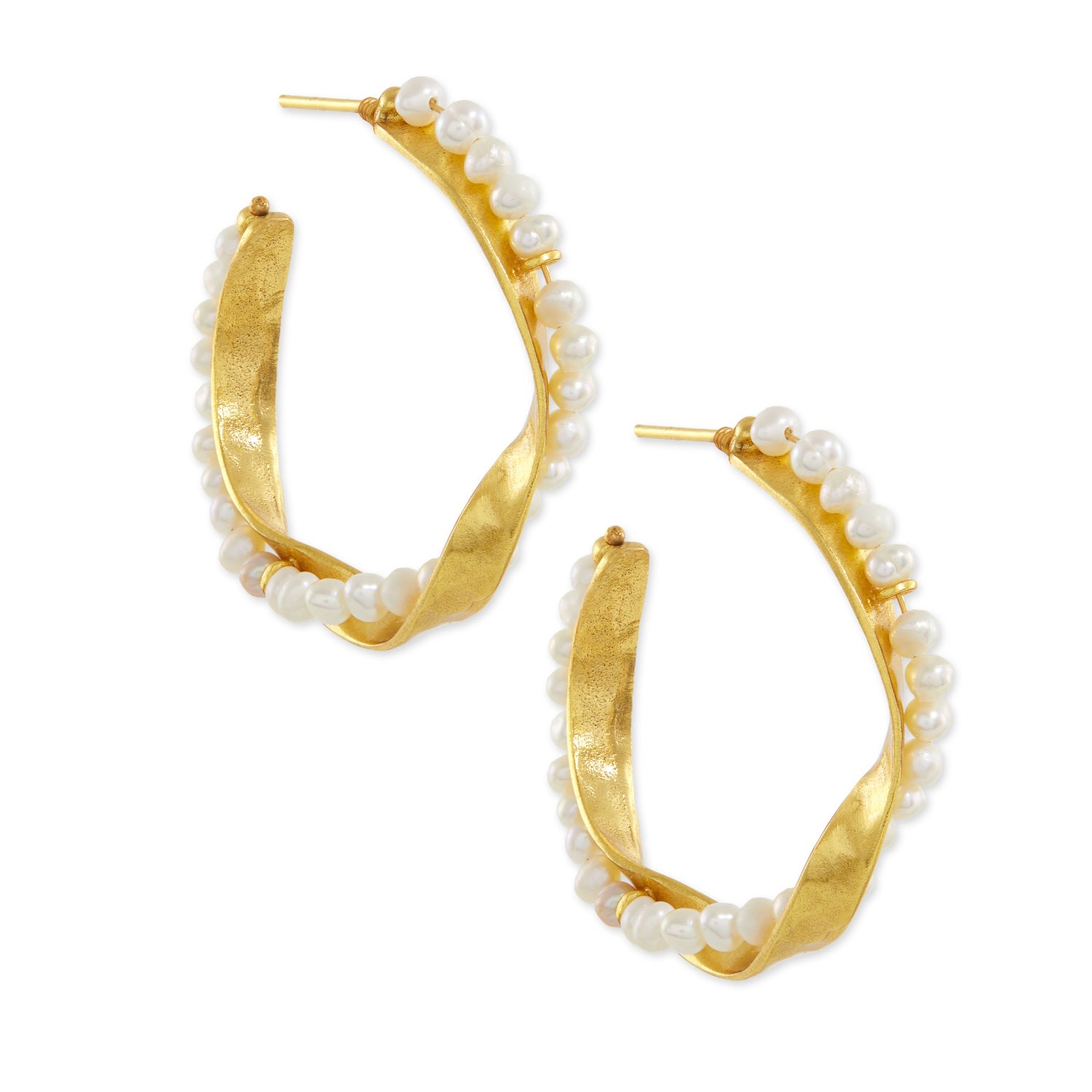 Women’s Gold / White Priya Pearl Twist Hoop Earrings Ottoman Hands