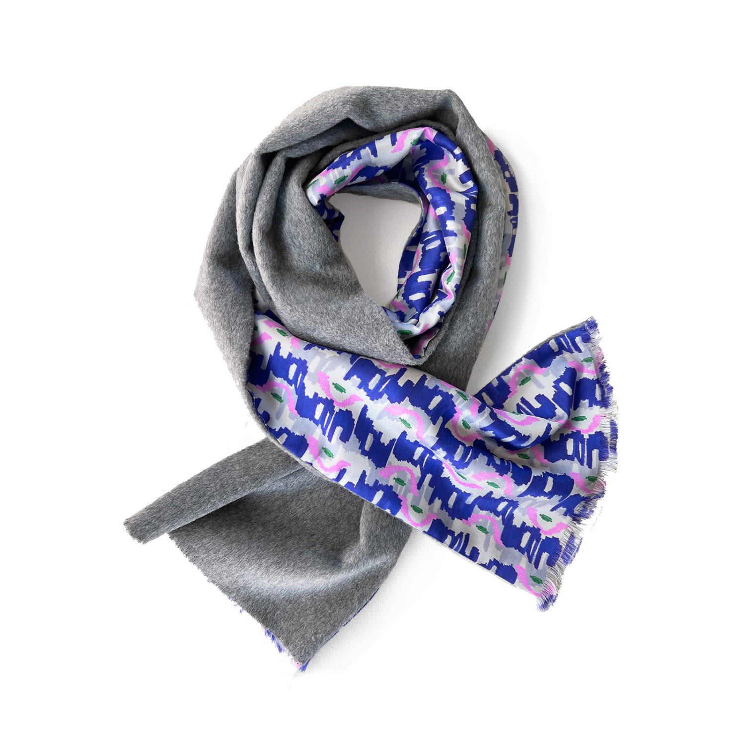 Maraethra Women's Silk & Wool Cashmere Mix Reversible Scarf - Grey In Gray