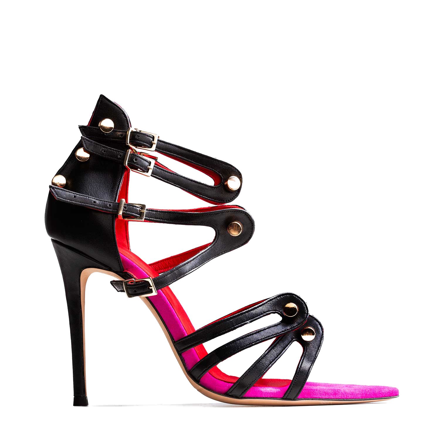 Shop Hardot Women's Black / Pink / Purple F*ck Me Duo Sandals In Black/pink/purple