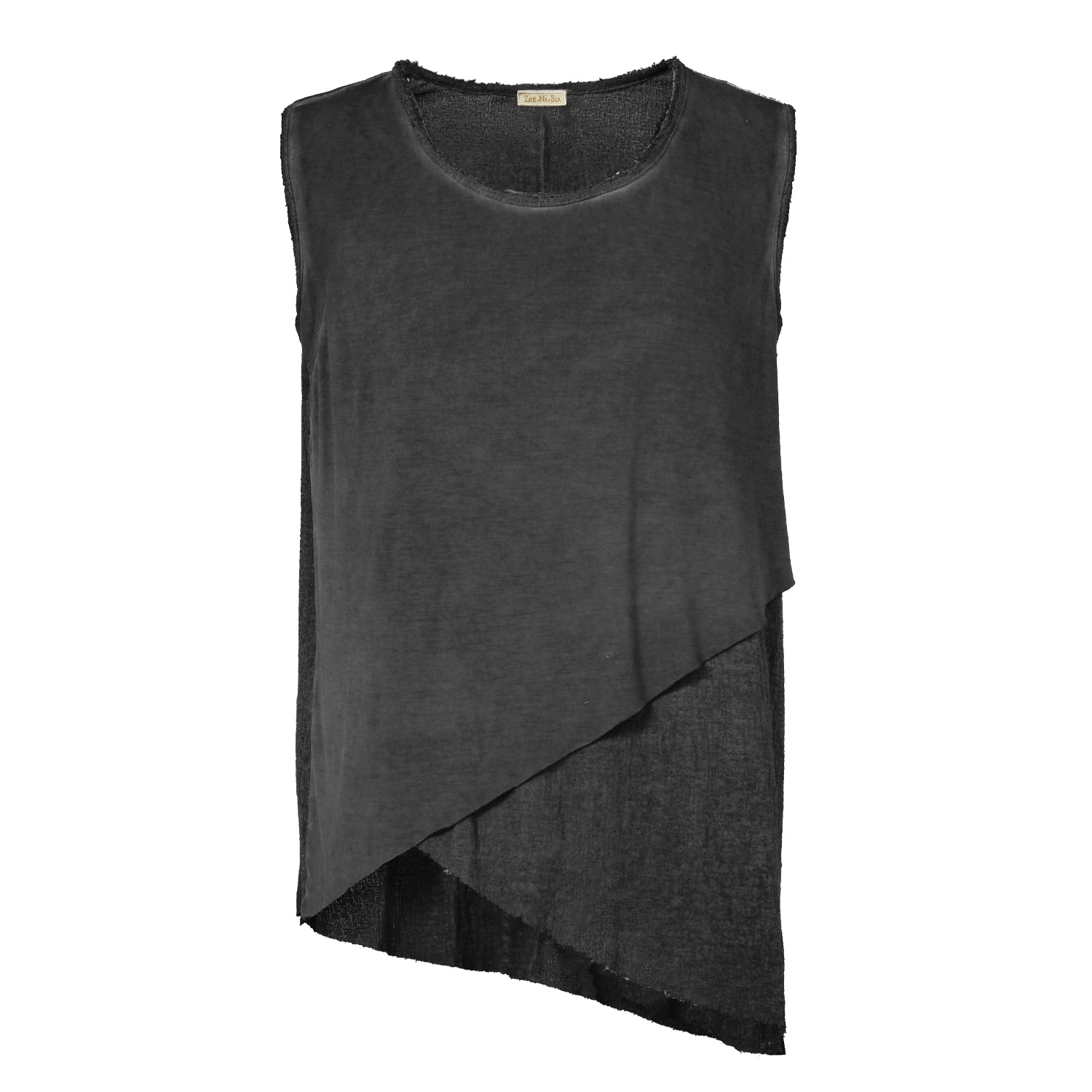 Grey / Black Gazi Vest - Sleeveless Boho T-Shirt Men Summer Top Charcoal | S/M | Zhenabia