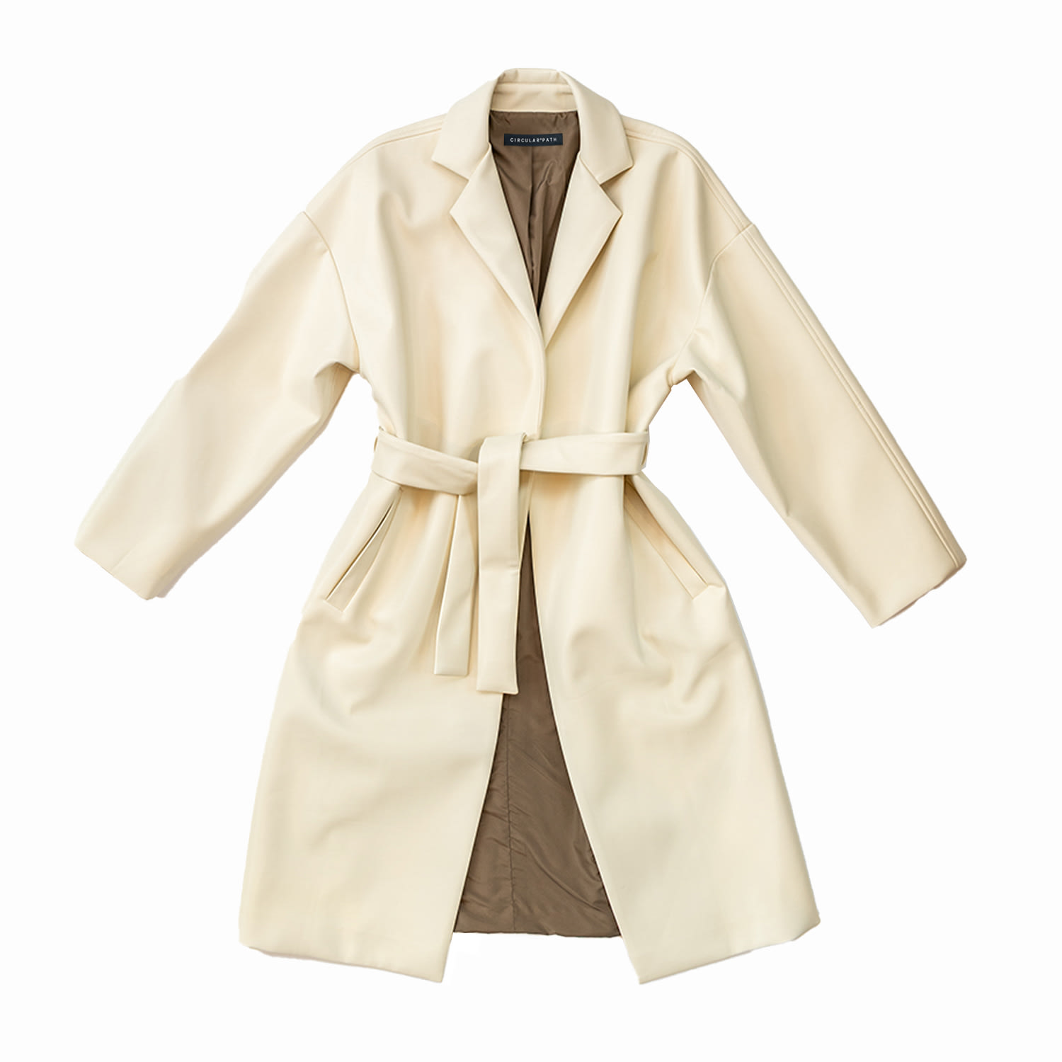 Circular Path Women's Neutrals Vegan Leather Coat