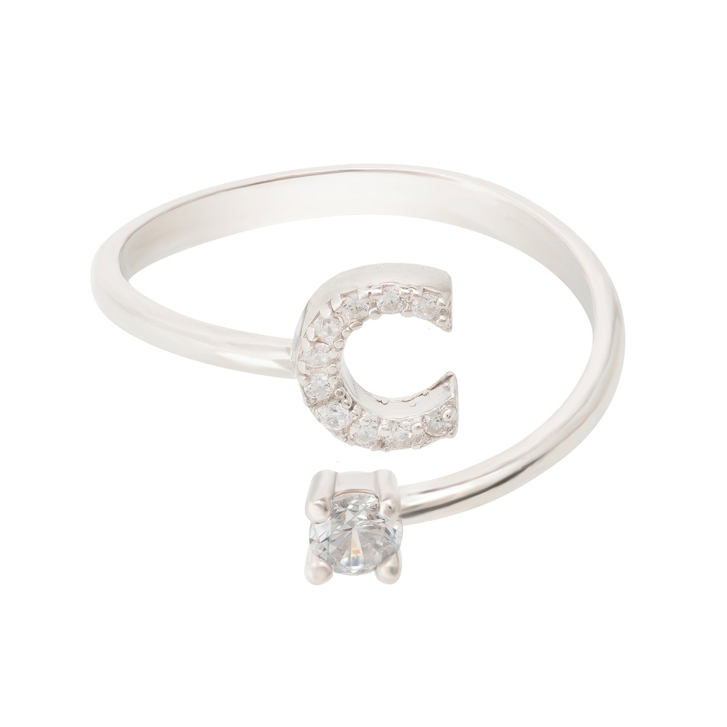 Women’s White / Silver Initial Ring Silver C Latelita