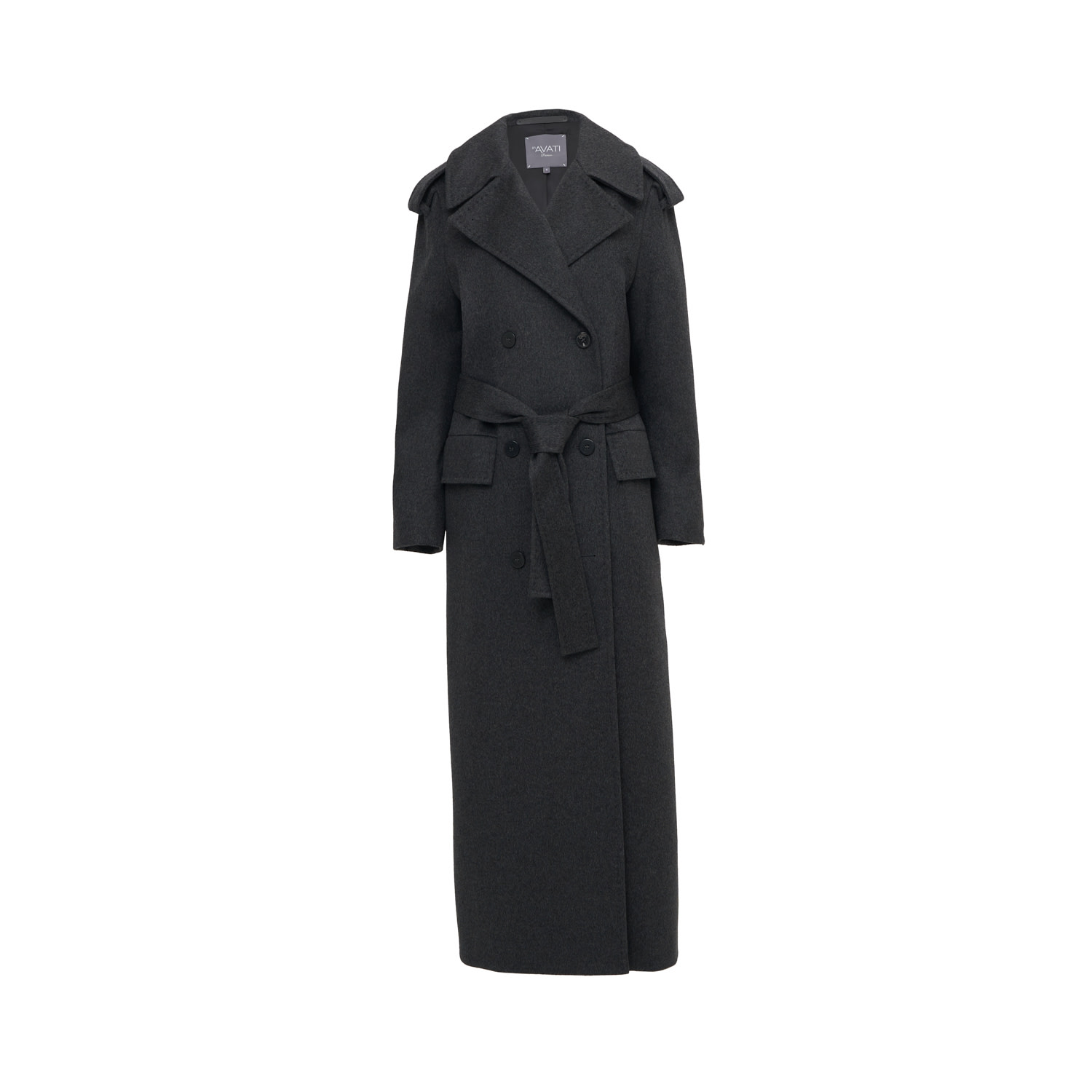 Inavati Women's Belted Long Wool Coat In Grey In Grey