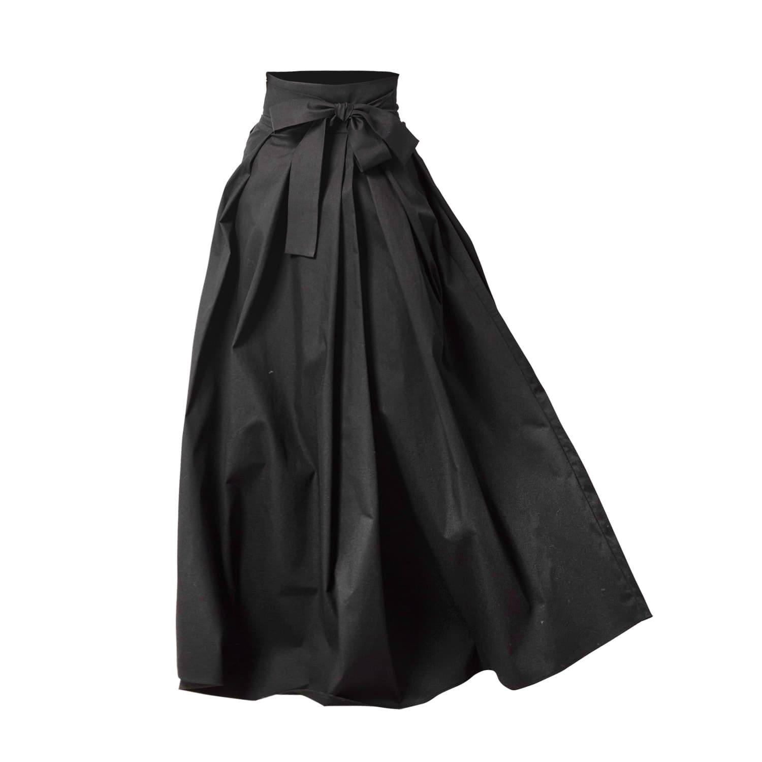 Maxi Cotton Elegant Skirt With Front Bow & High Waist In