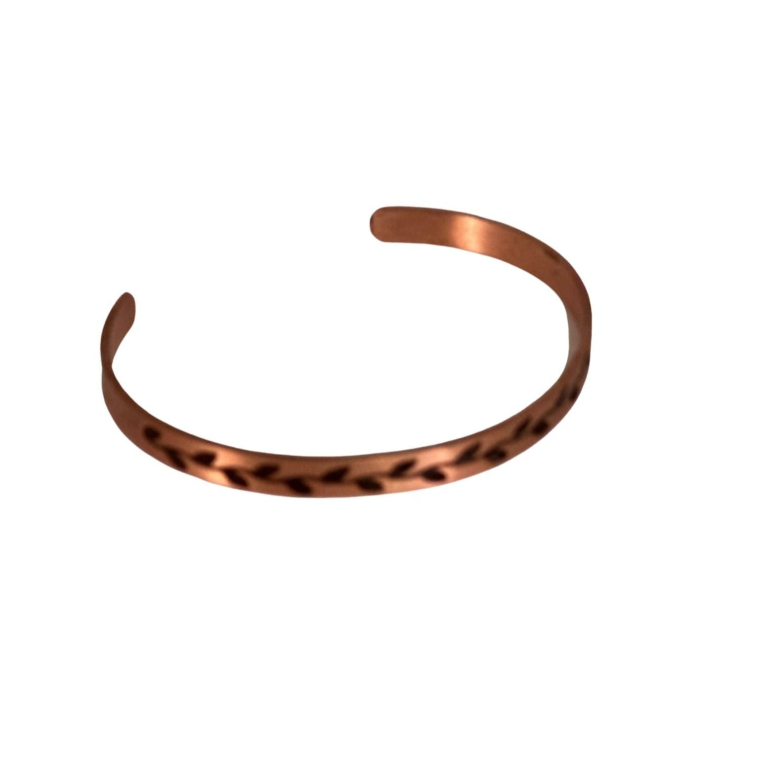 Anatoliacraft Women's Brown Engraved Leaf Pattern Solid Copper Cuff Bracelet In Brown