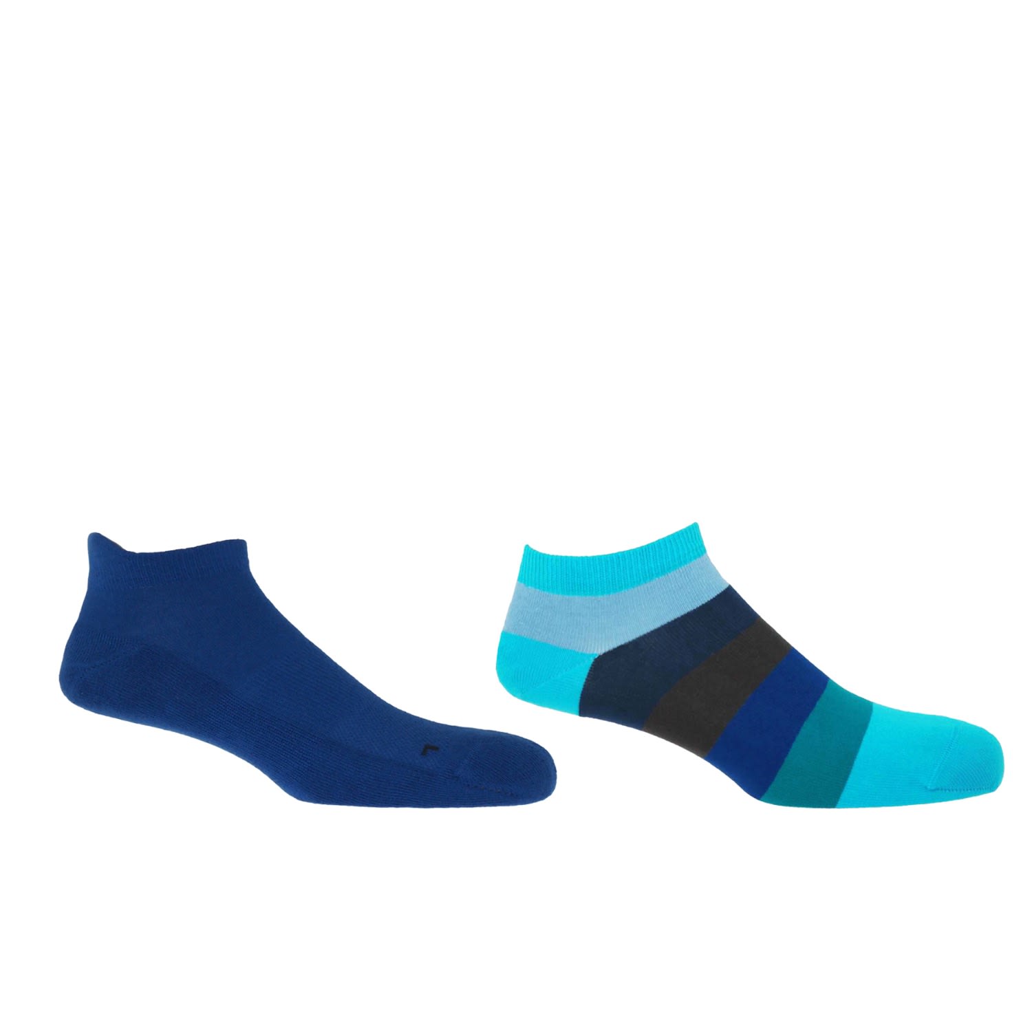 Peper Harow - Made In England Block Stripe Aqua & Organic Blue Men's Trainer Socks Bundle In Blue