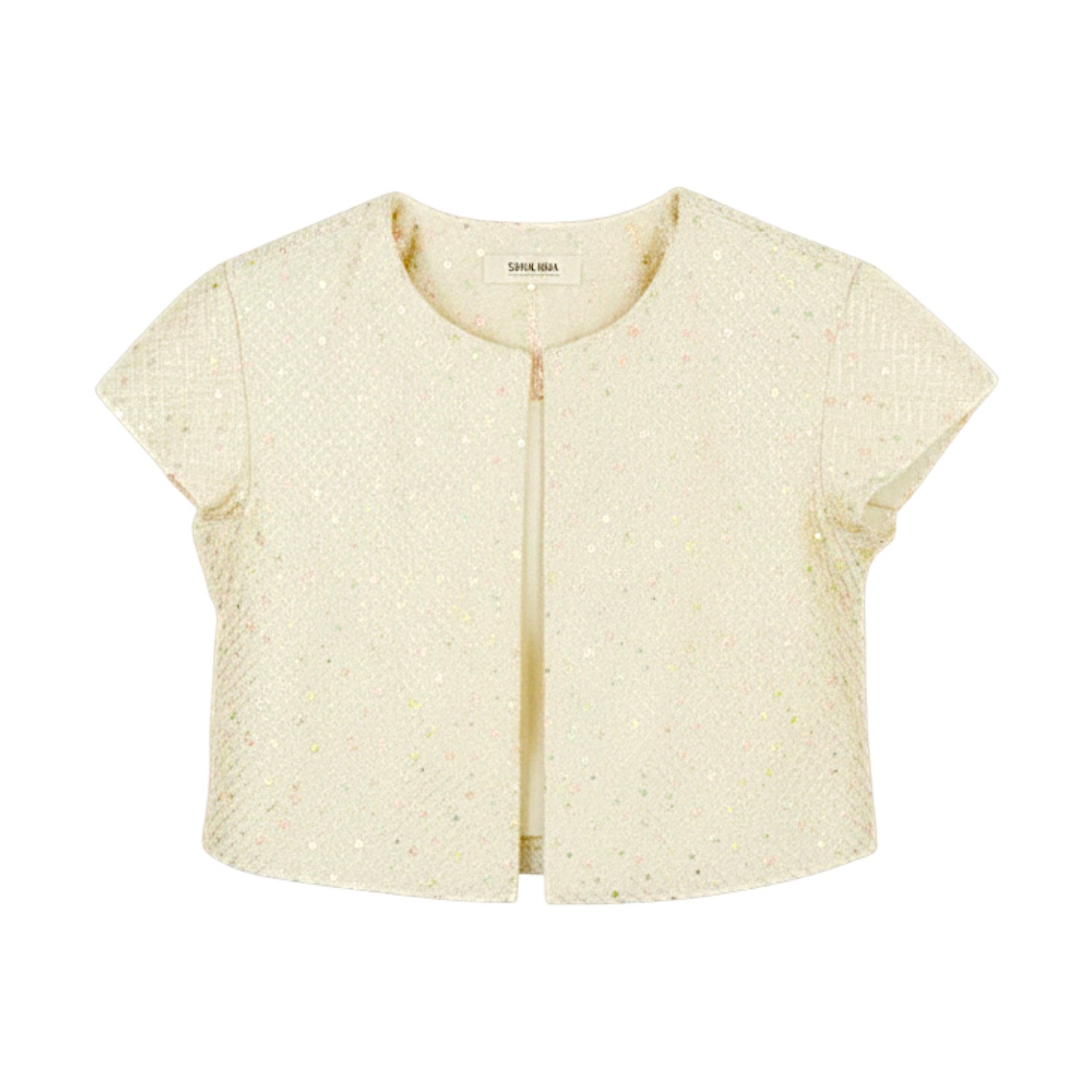 Women's Gold Pastel Thread Embroidery Silk Crop Coat | Xs/S | Stovaria