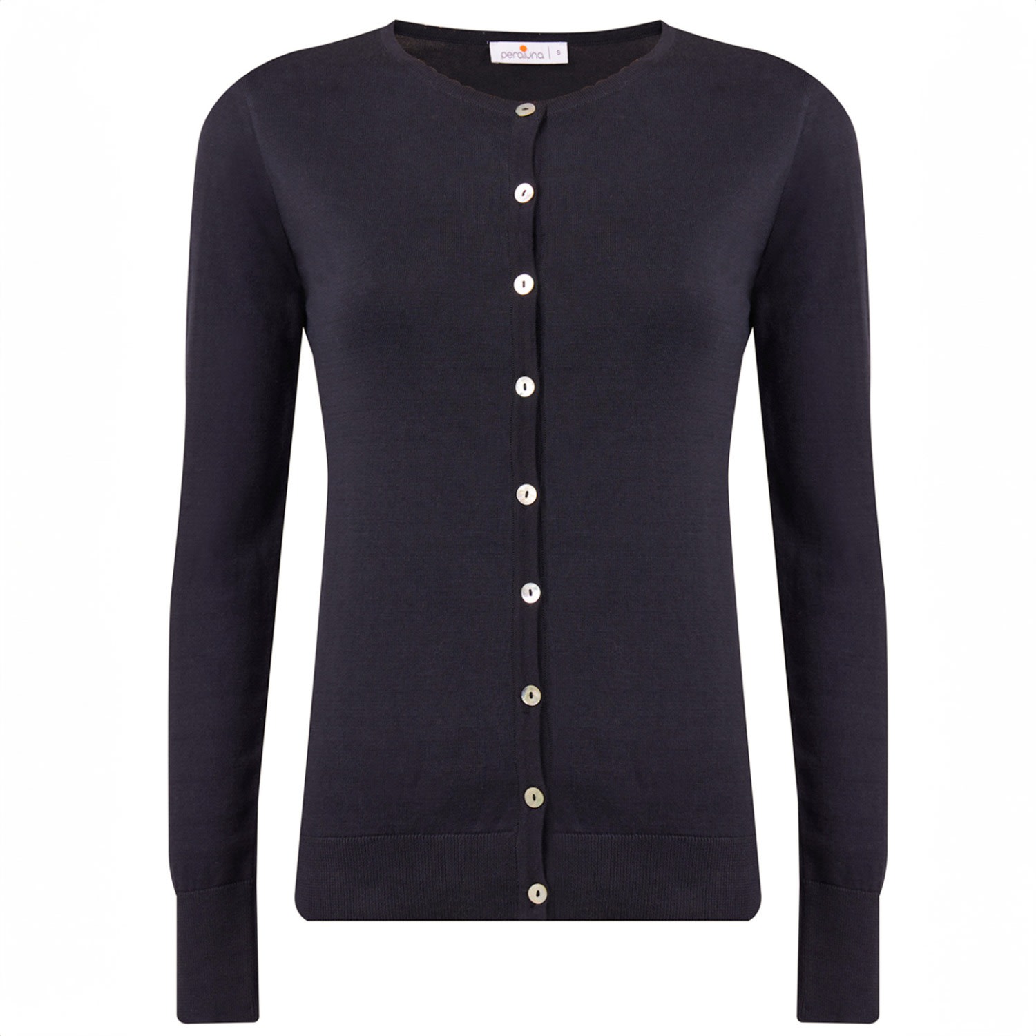 Peraluna Women's Mila O-neck Basic Cotton Cardigan In Black In Black