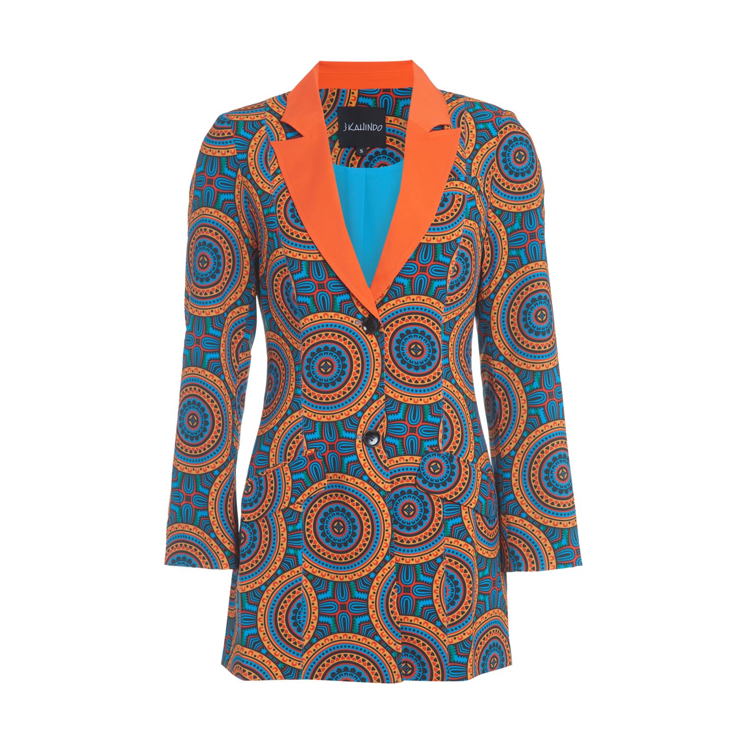 Kahindo Women's Blue / Yellow / Orange Fiesta Tuxedo Jacket In Blue/yellow/orange