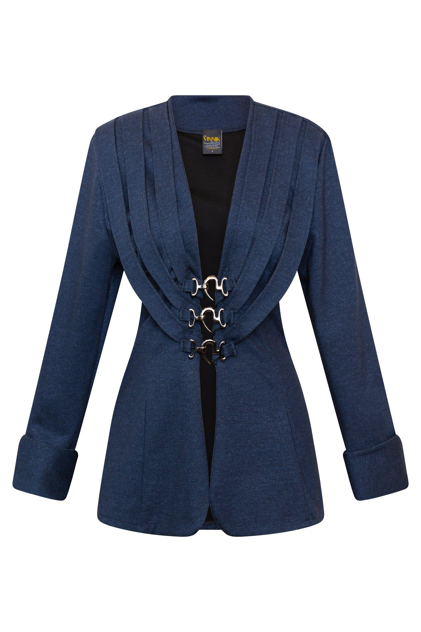 Byvinnik Women's Blue / Black Sartorialist Ponte Blazer In Denim In Multi