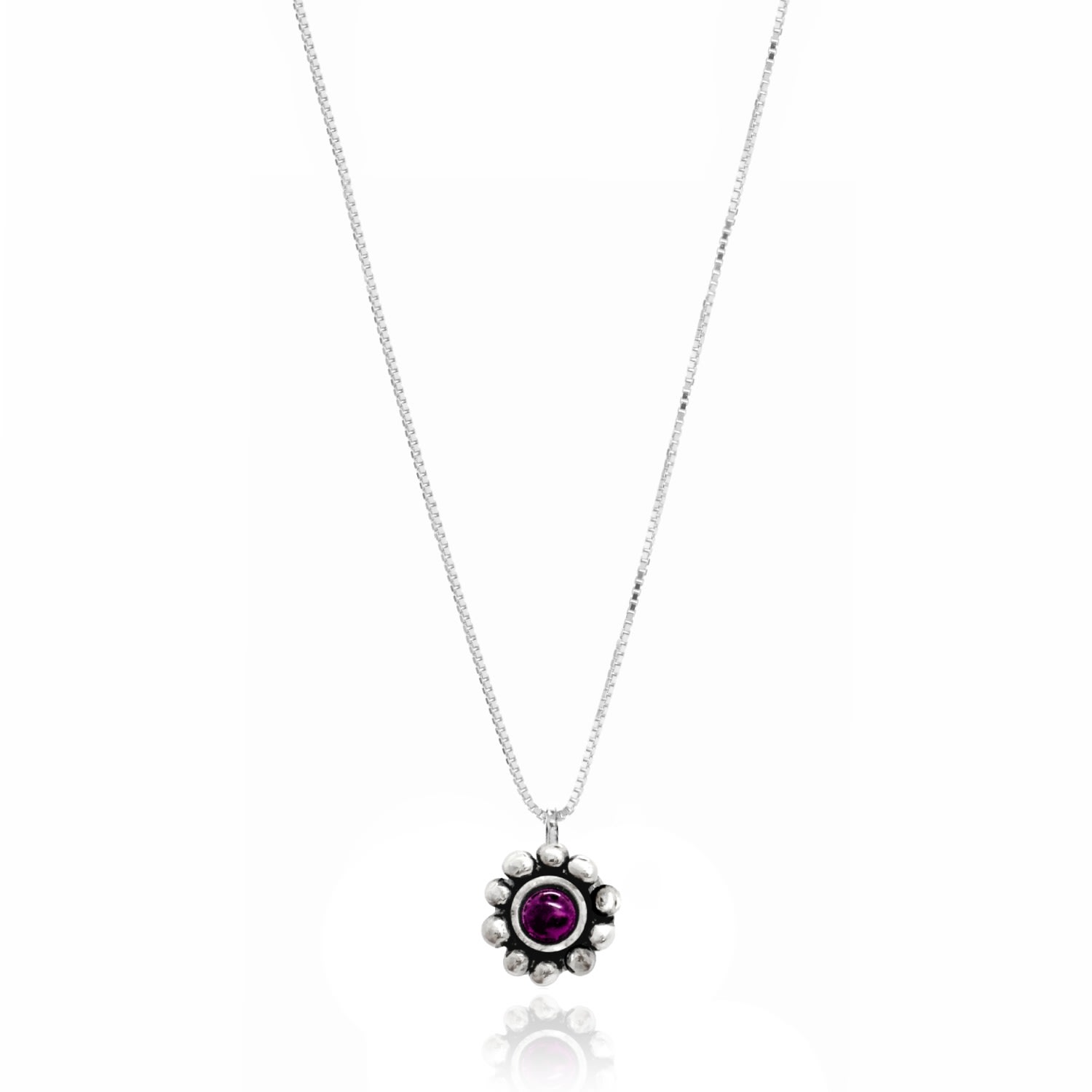 Unaloe Women's Sterling Silver Violet With Stone Necklace