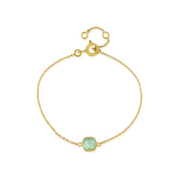 Auree Jewellery Brooklyn Aqua Chacledony & Gold Vermeil Bracelet In Vermeil