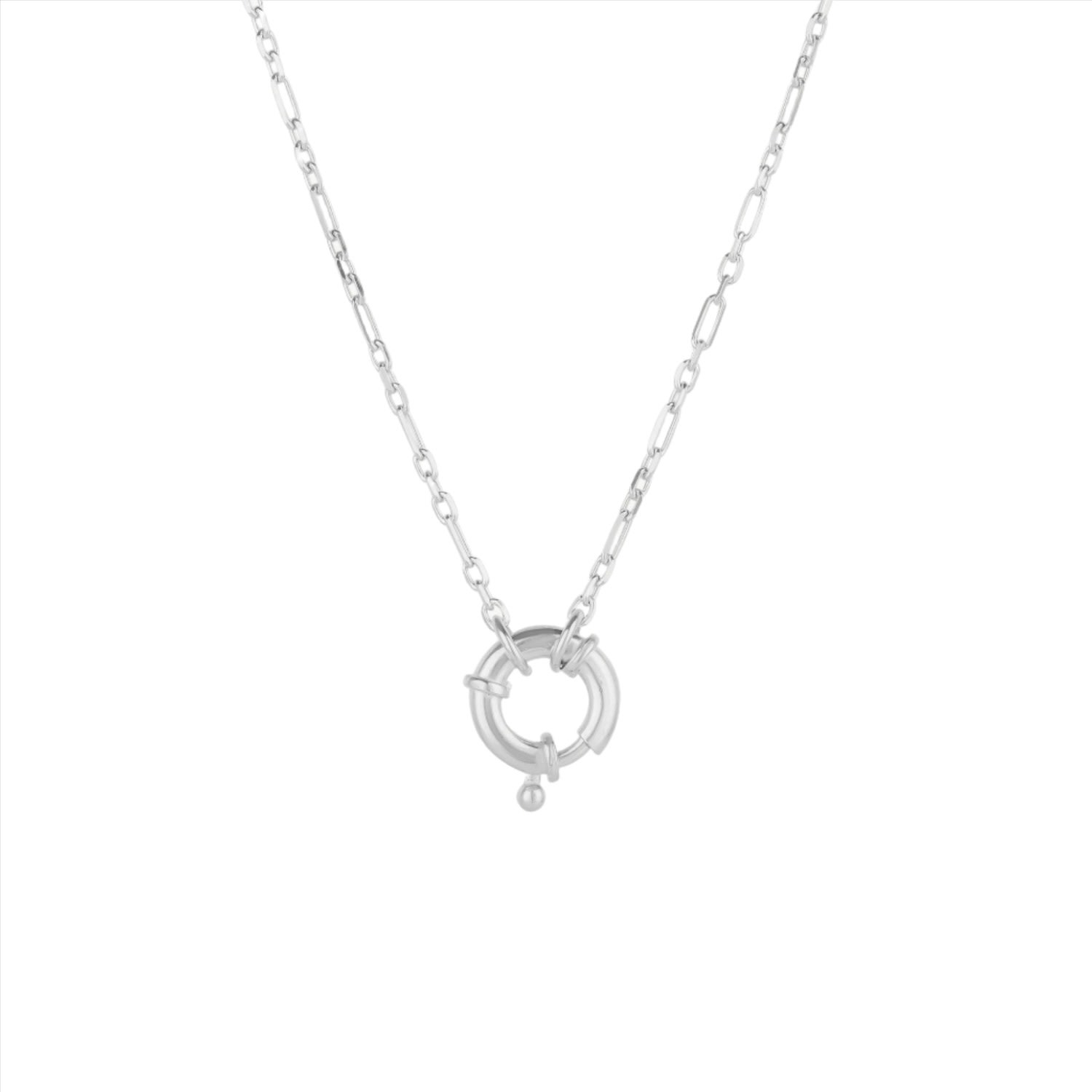 SPERO LONDON WOMEN'S LARGE LOCK STERLING SILVER CHAIN NECKLACE - SILVER