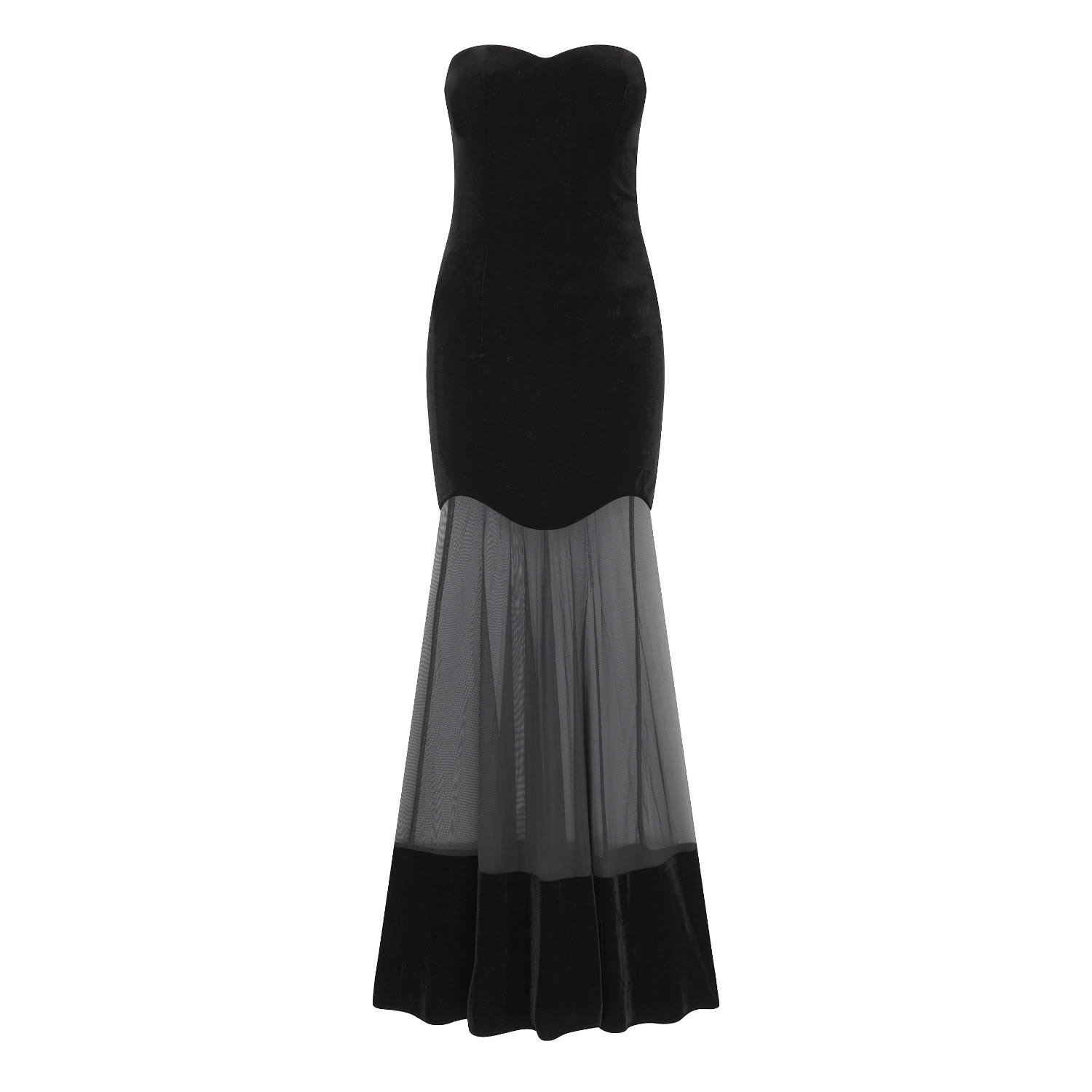 Sour Figs Women's Bustier Velvet & Mesh Gown In Black In Black