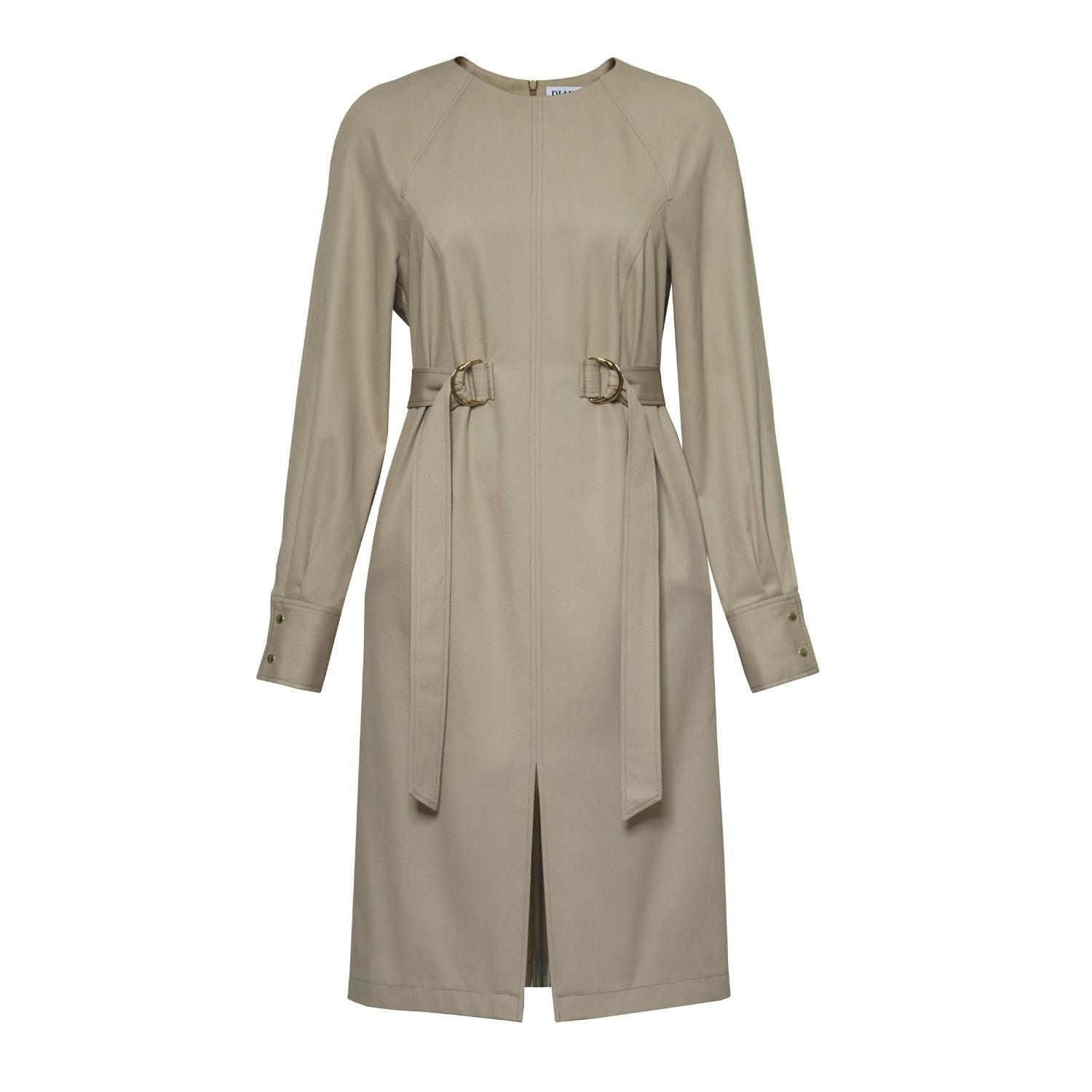 Women’s Neutrals Felicity Long Sleeve Cotton Dress Small Diana Arno