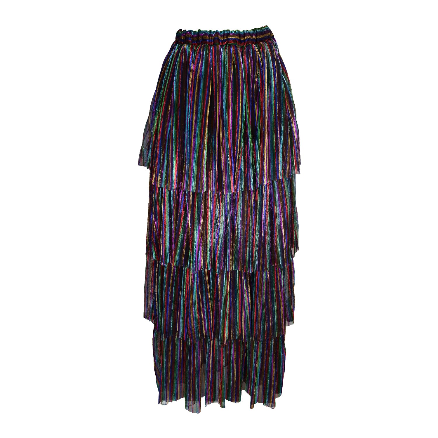 Jennafer Grace Women's Iridian Tiered Maxi Skirt In Multi