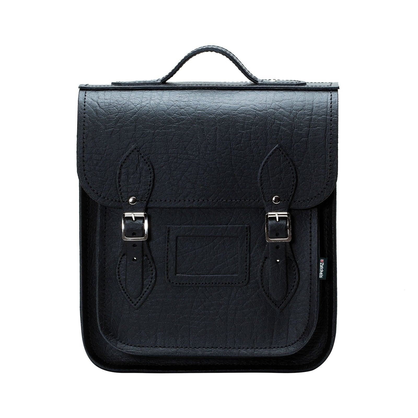 Zatchels Women's Handmade Leather Small City Backpack - Black Executive