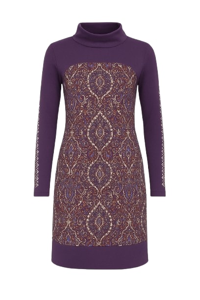 Conquista Women's Purple Straight Print Mini Dress In Purple