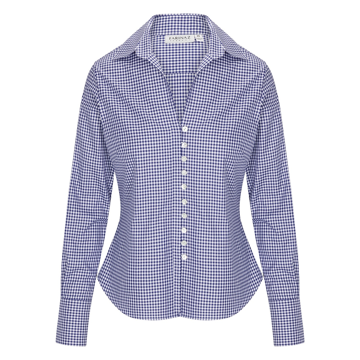 Women’s Blue Desire Shirt - Navy Check Extra Large Farinaz