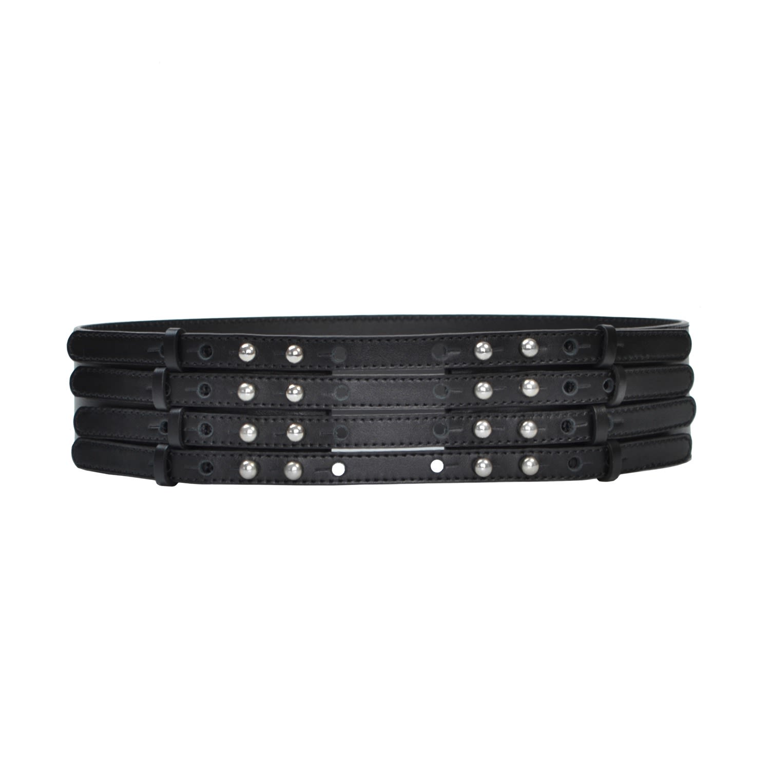 Women’s Black Slim Multistrap Leather Belt Small Haute Cuir