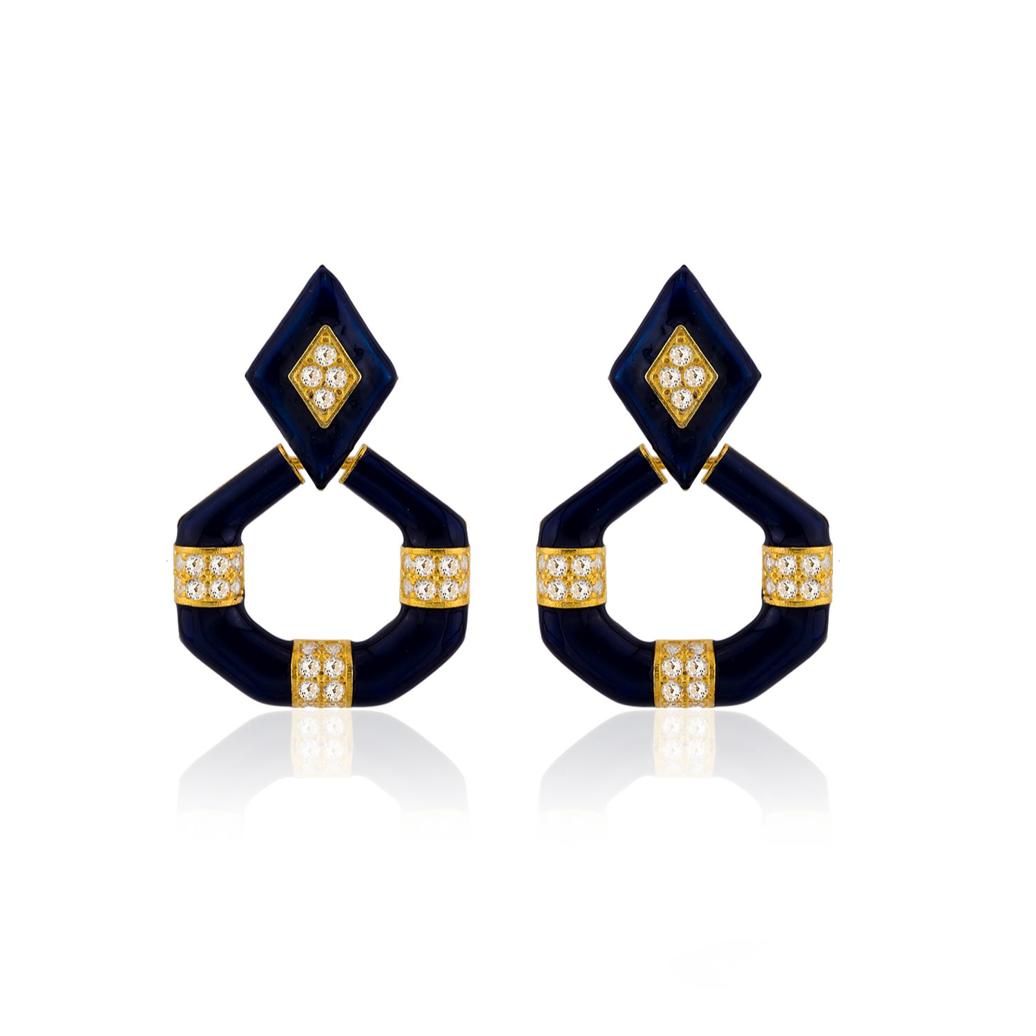 Milou Jewelry Women's Navy Blue Geometric Drop Earrings In Blue