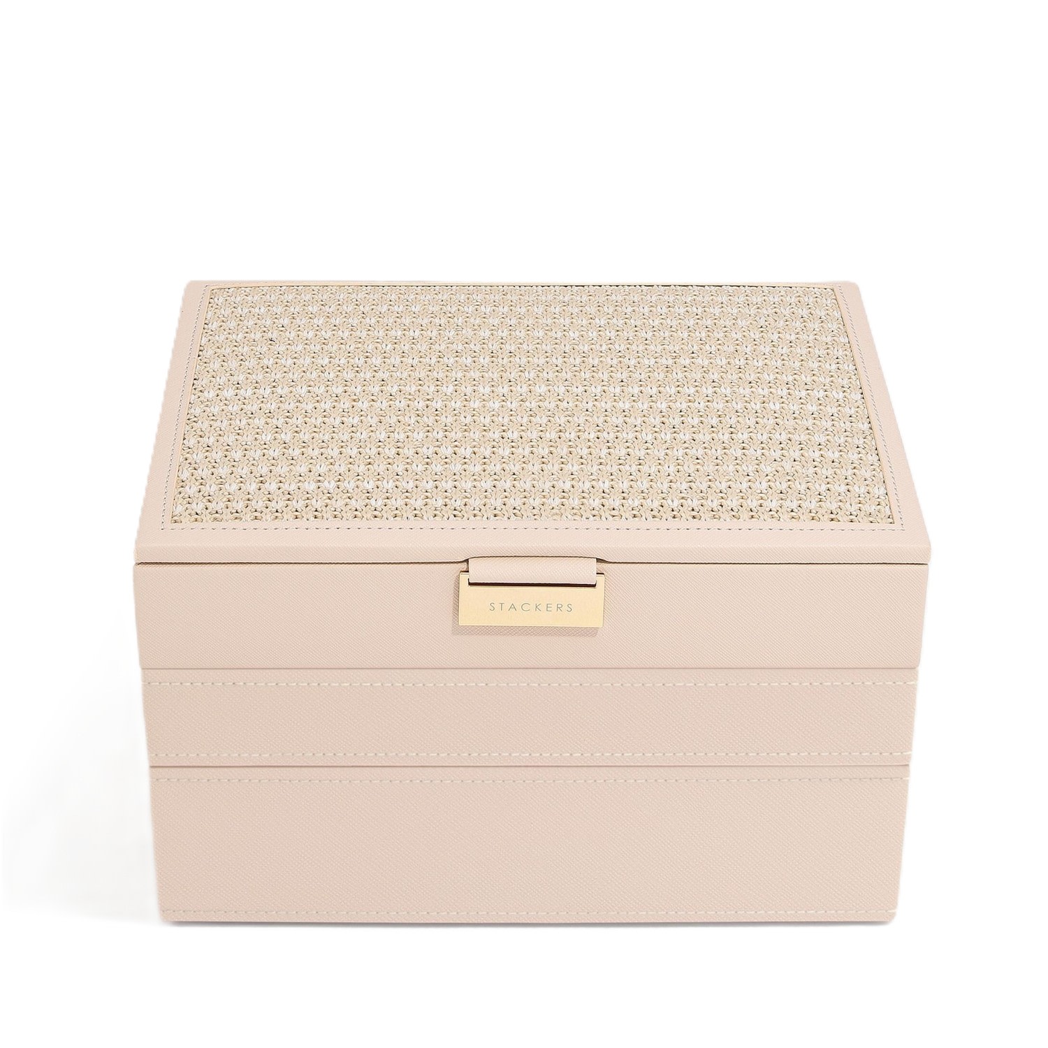 Stackers Women's Neutrals / Pink  Classic Blush Pink Raffia Jewellery Box Set Of Three In Pink