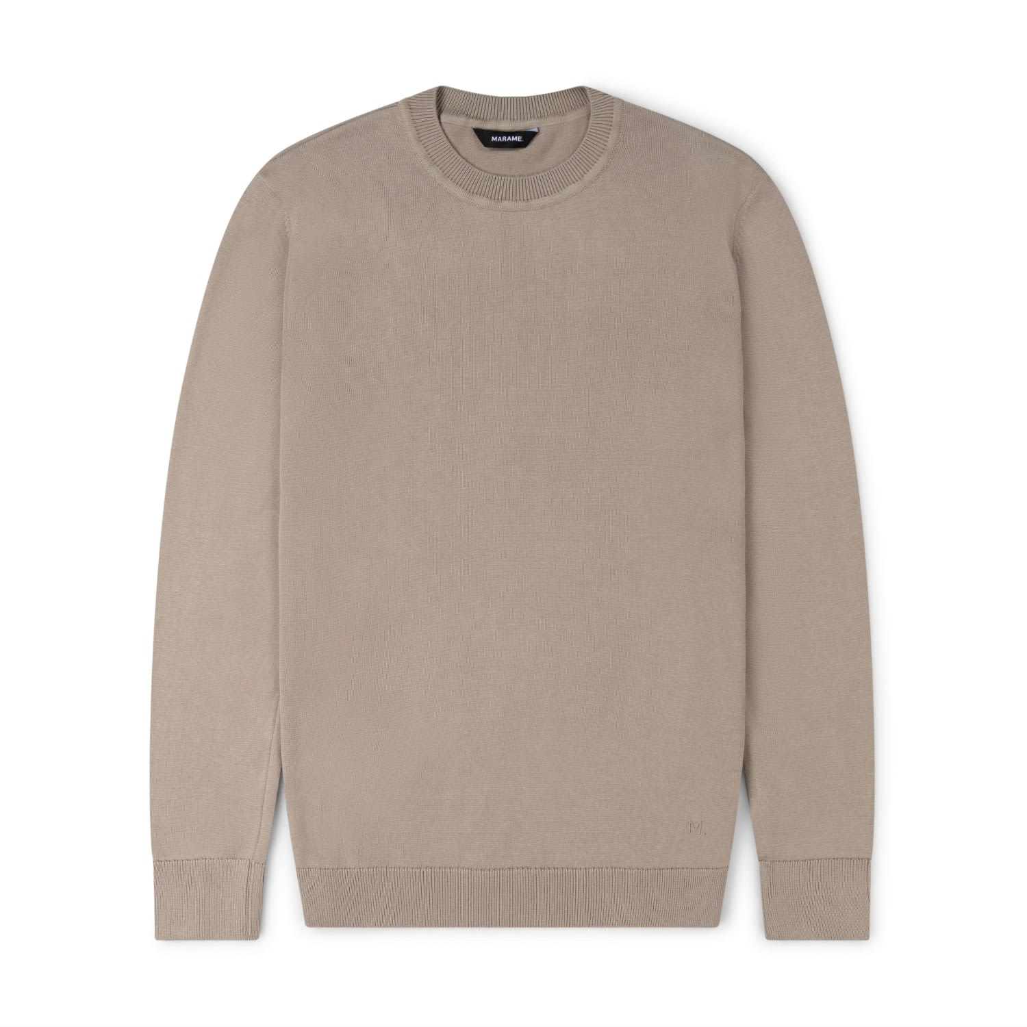 Marame Grey Italian Fine Knit Crew - Putty Dove In Animal Print