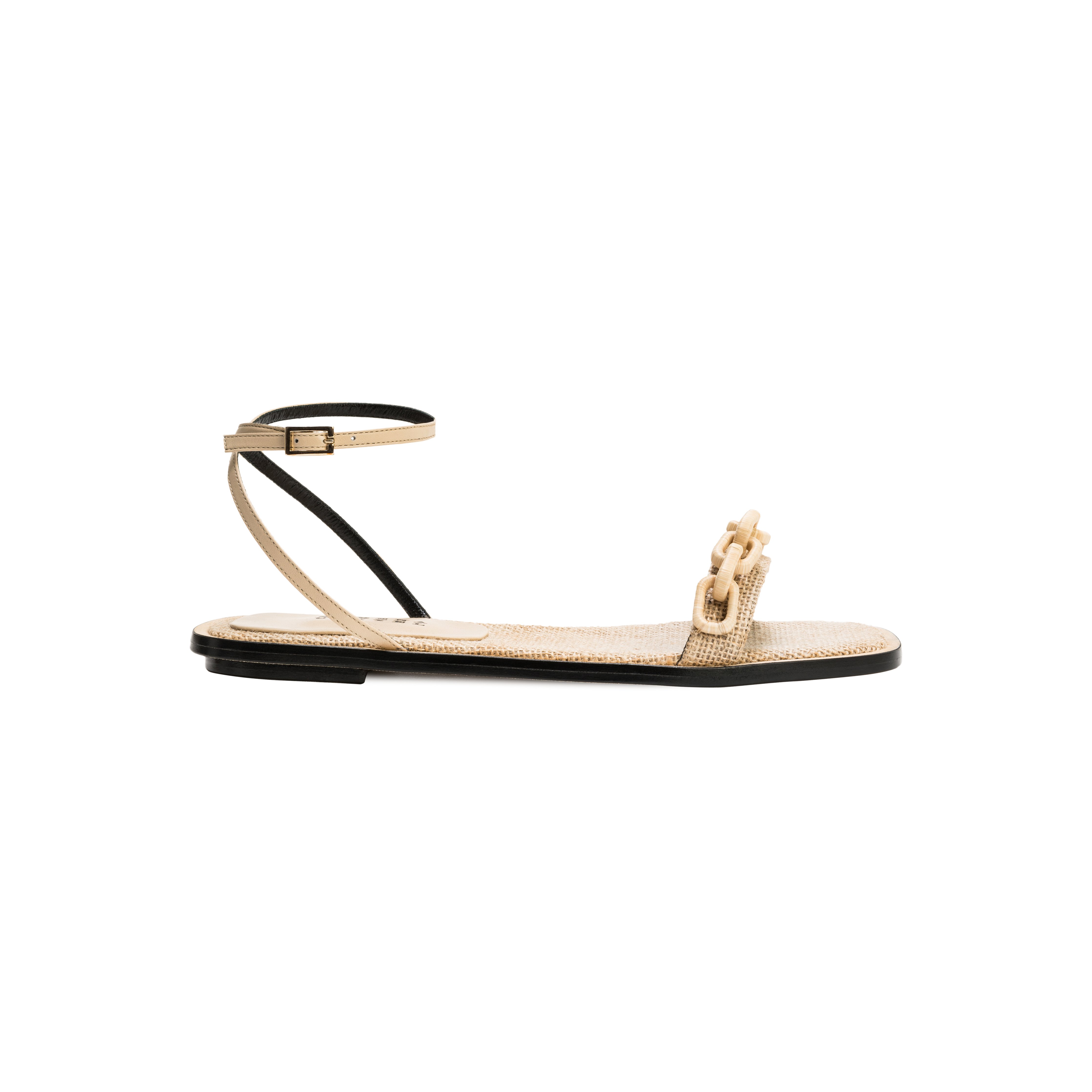 Women’s Neutrals Catena Notte Natural Ankle Cross Flat Sandal 8 Uk Serena Uziyel