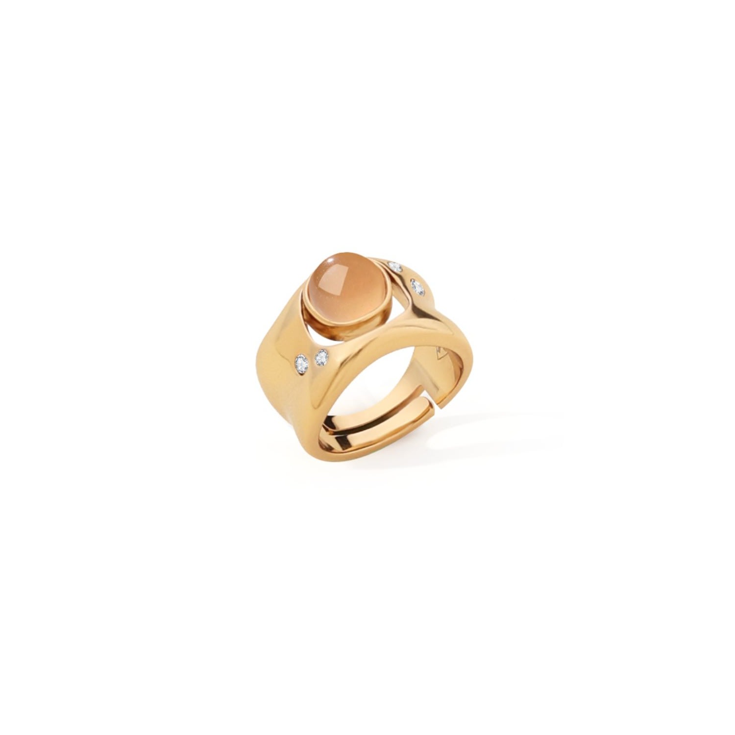 Retro Chic Women's Yellow / Orange / Gold Dawn Light Wide Ring