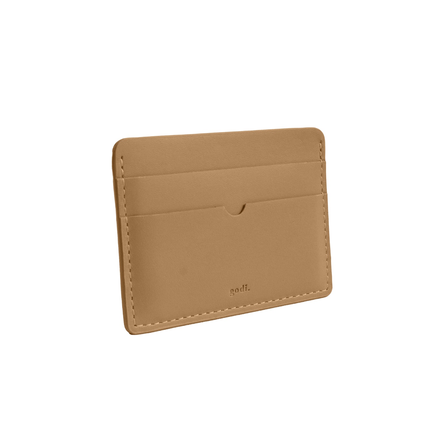 Godi. Men's Neutrals Handmade Leather Card Case - Sand