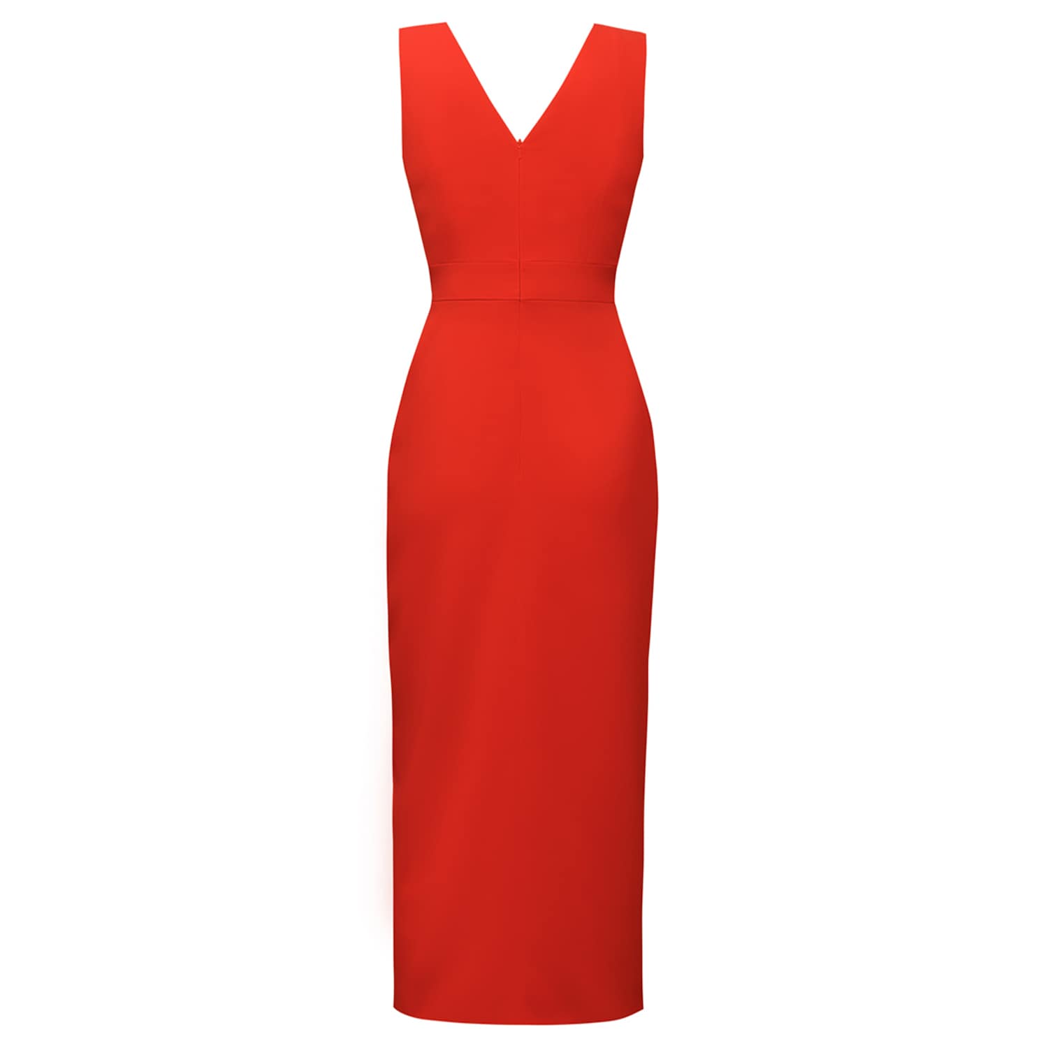 Alaya Coral Red Midi Drapped Cocktail Dress | Alina Cernatescu | Wolf &  Badger